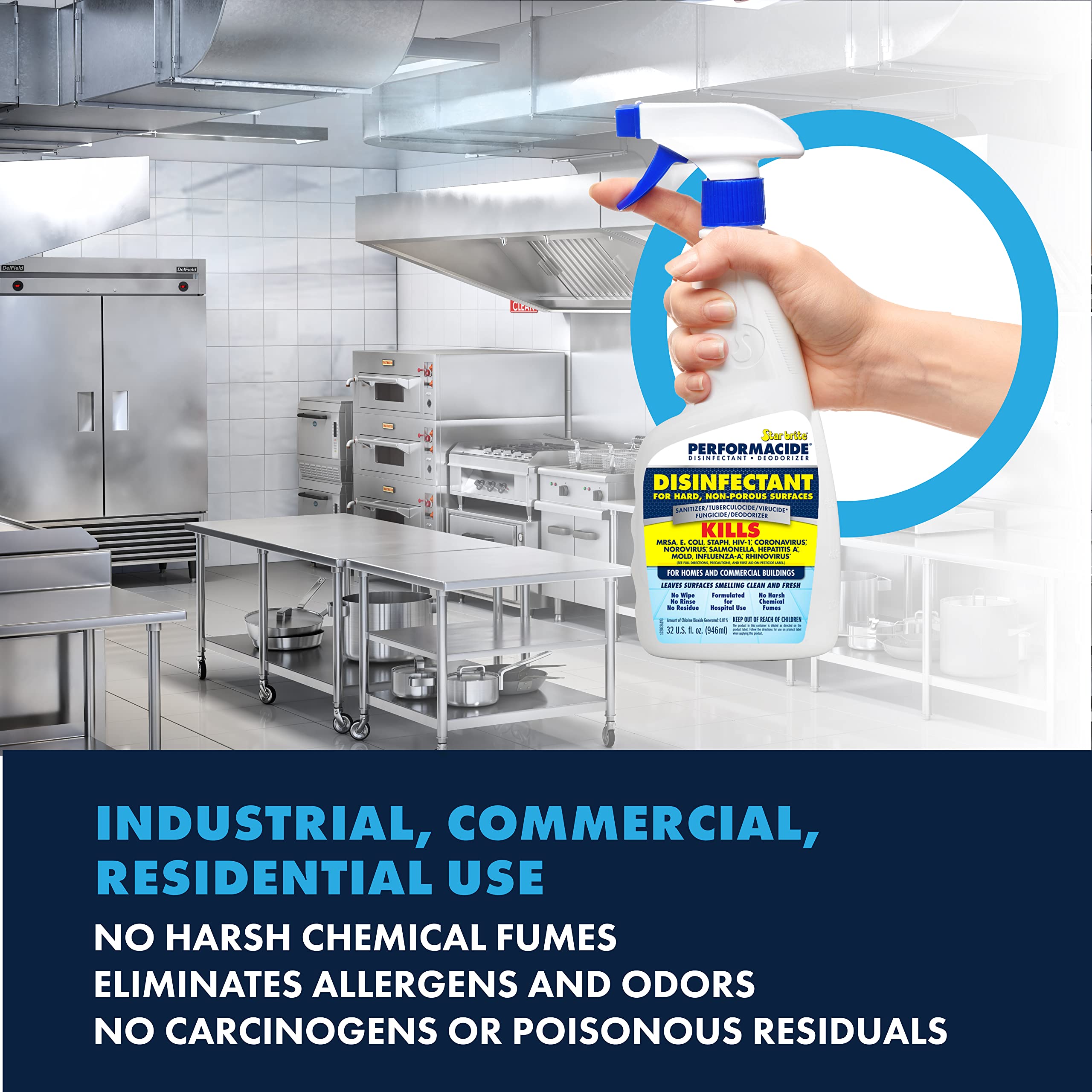 KILLS COVID-19 Virus in 30 Seconds - Performacide Disinfectant - No Rinse, No Wipe, No Residue - Just Add Water - 32 OZ. Single Kit (102032)