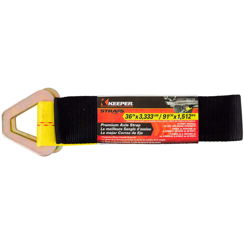 2” x 36” Premium Axle Tie Down Strap with D Rings - Keeper 3,333 lbs. Working Load Limit