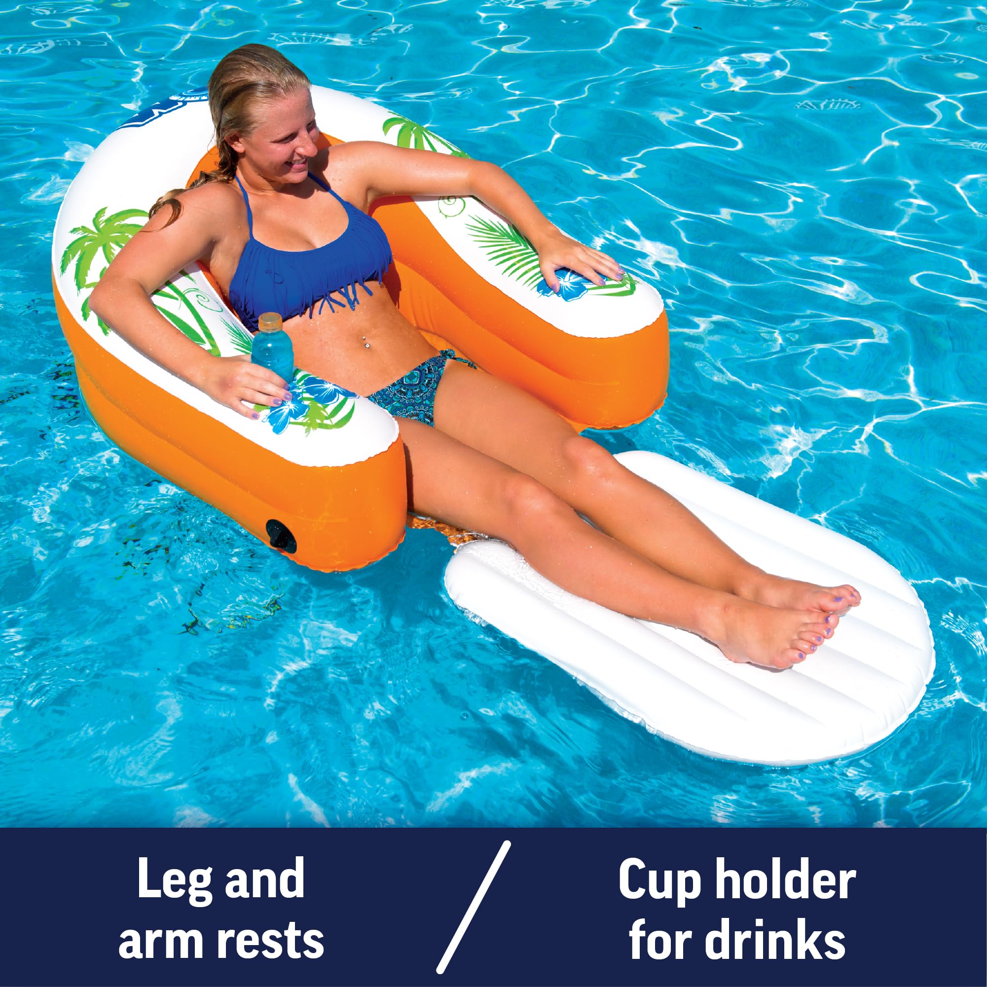 Inflatable Pool Lounge Chair - WOW Sports - Erganomic Shape For Cool Comfort & Ultimate Relaxation - Inflatable Pool Float
