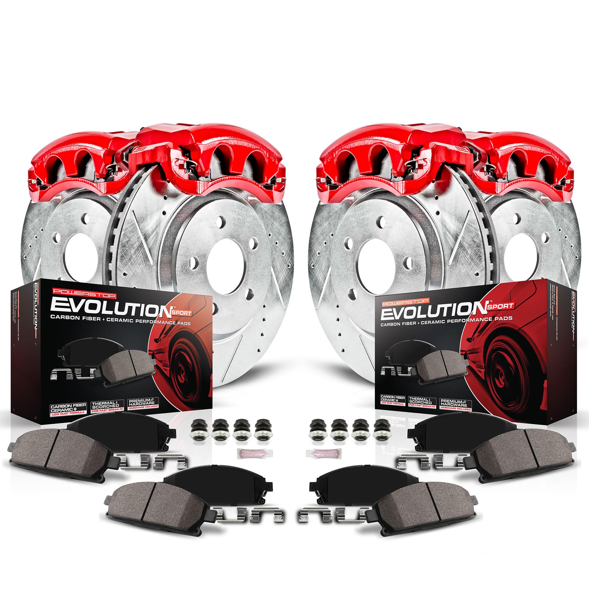 Power Stop 1-Click Performance Brake Kit with Caliper For Acura RSX 2002-2006, Honda Civic 2004-2005 [Model Specific]