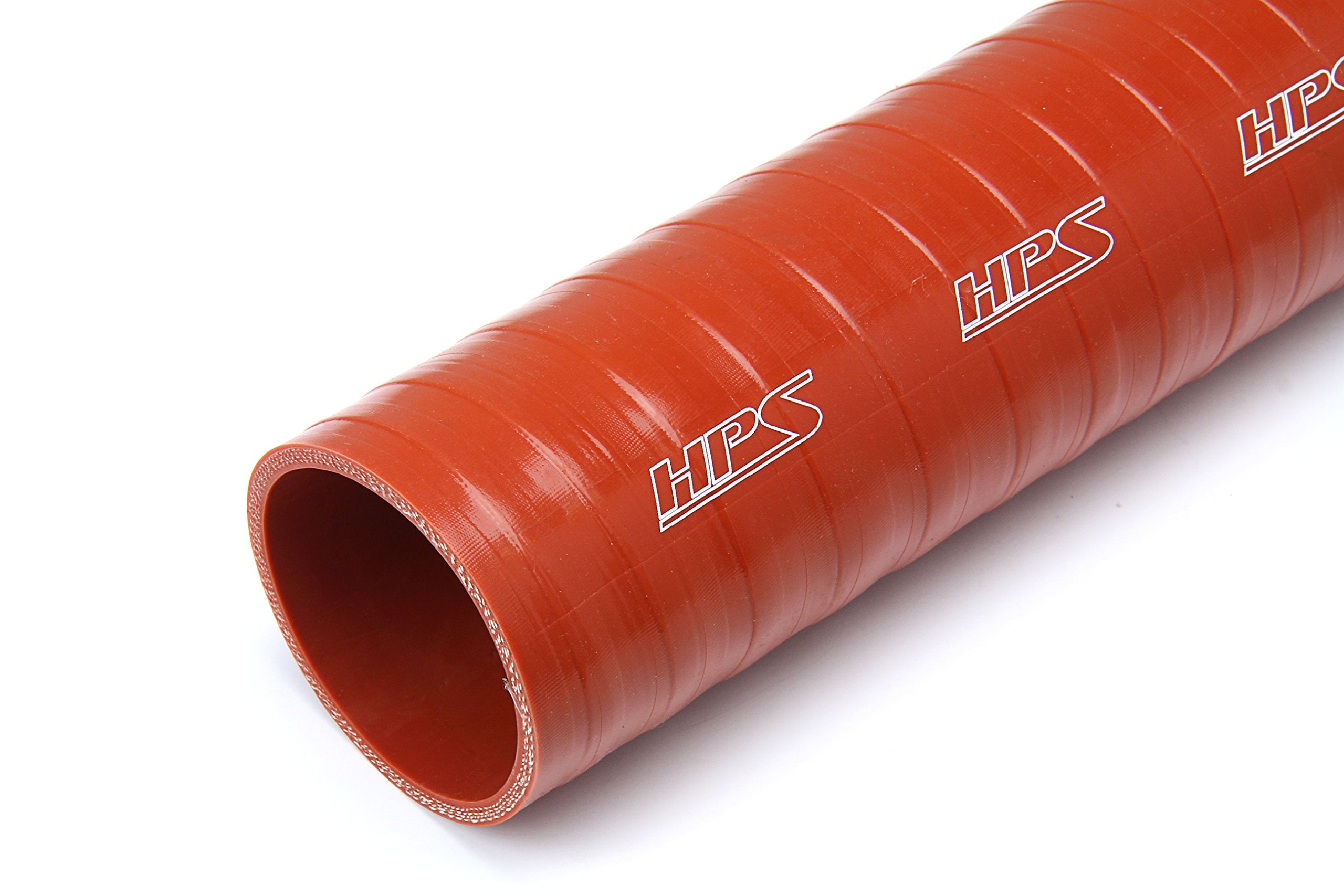 Ultra High Temperature HPS ST-3F-225-HOT 4-Ply Aramid Reinforced Coolant Tube Hose, 36" Length, 2.25" ID, 2.64" OD, 25 psi, Silicone, Orange