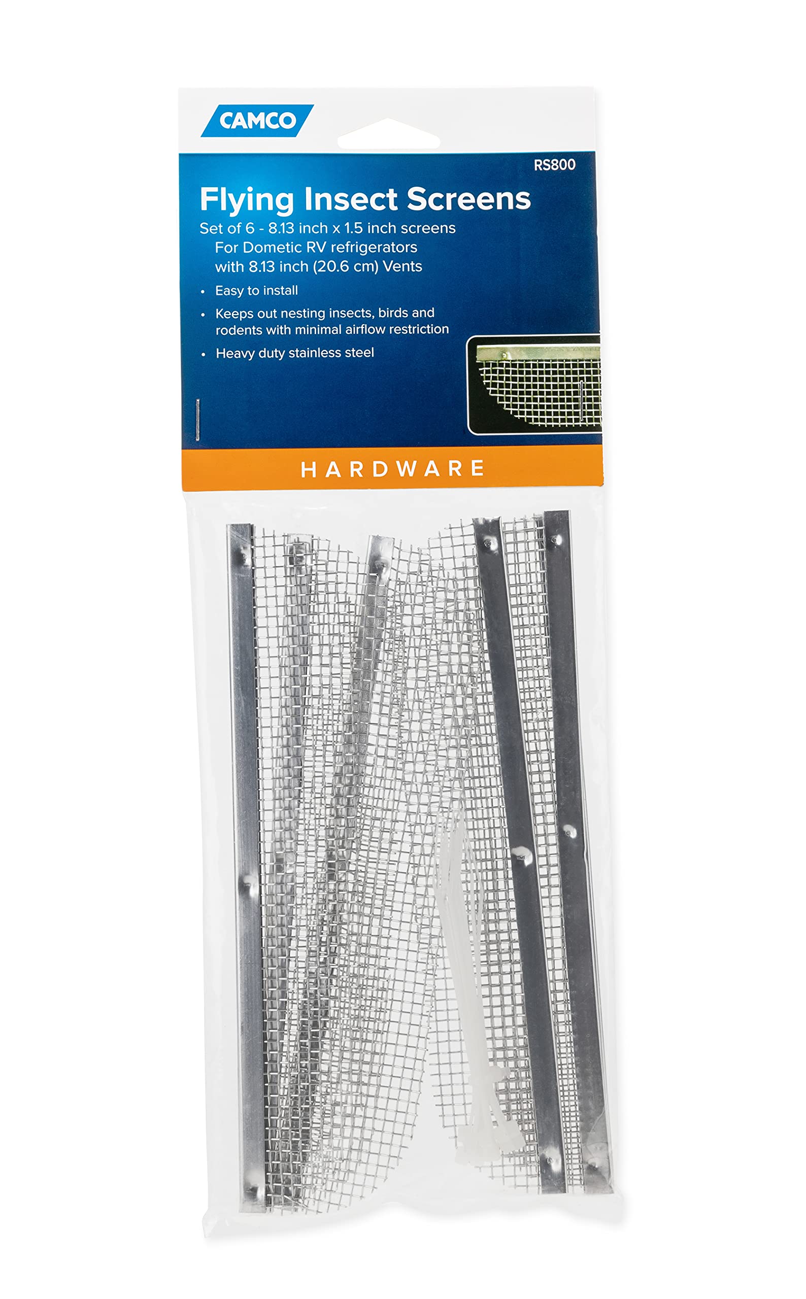 Camco Flying Insect Screen 42154 for Dometic Refrigerator - Model RS 800 - Pack of 6,8.1" X 1.5"