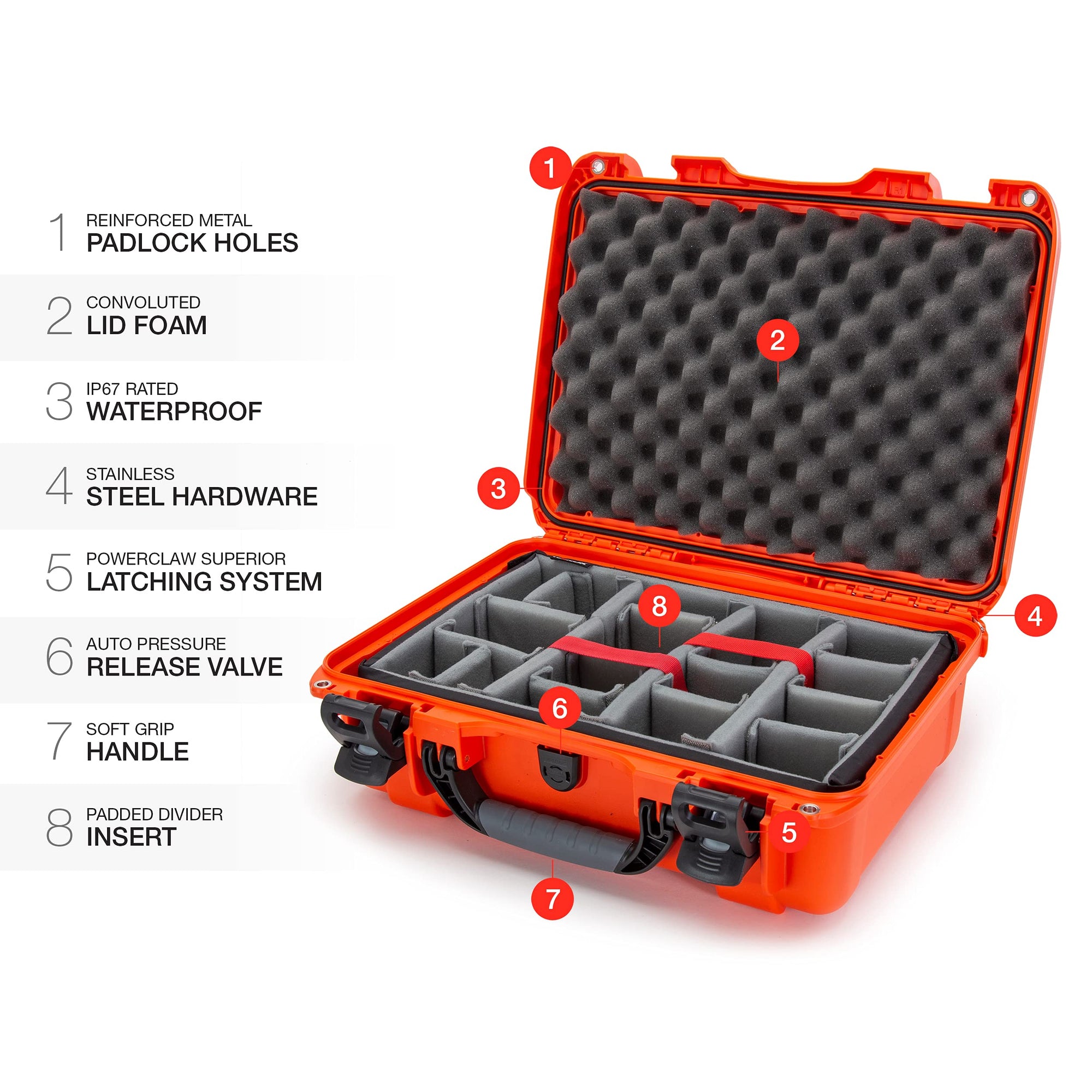 Waterproof Nanuk 925 Hard Case with Padded Dividers - Orange