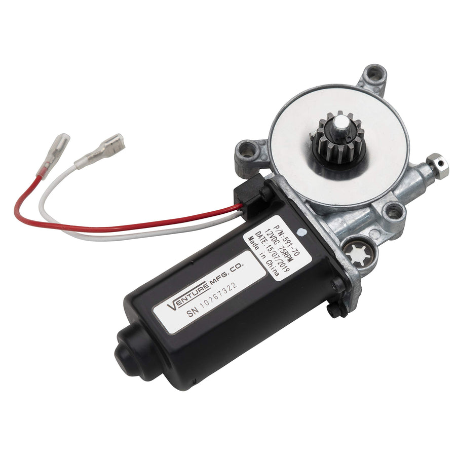 Lippert Solera Replacement Power Awning Motor with Dual Connectors, 12-Volt DC, 75-RPM, Fits Short, Flat or Pitched Awnings on 5th Wheel RVs, Travel Trailers, Motorhomes - 266149