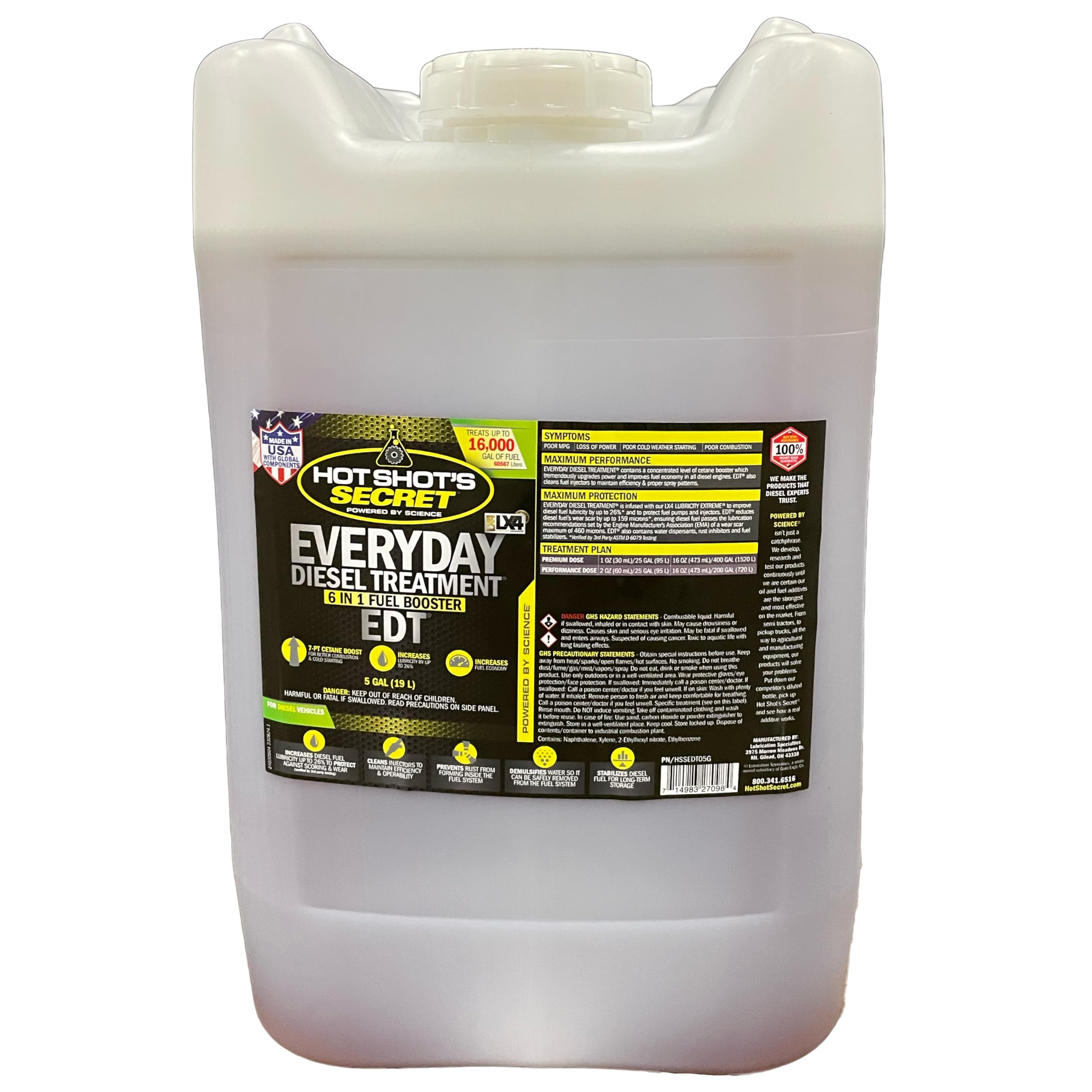 Everyday Diesel Treatment Hot Shot's Secret 5 Gallon, 6-in-1 Diesel Additive - Injector Cleaner, Fuel System Cleaner, Fuel Additive Boosts Cetane
