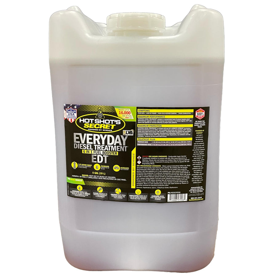 Everyday Diesel Treatment Hot Shot's Secret 5 Gallon, 6-in-1 Diesel Additive - Injector Cleaner, Fuel System Cleaner, Fuel Additive Boosts Cetane