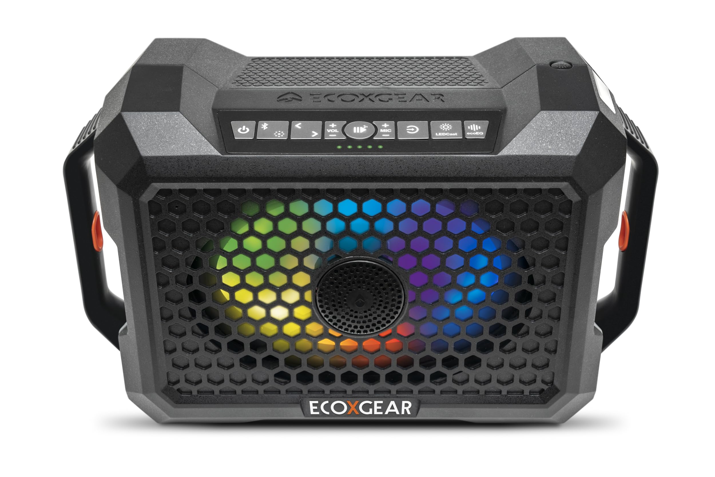 Outdoor ECOXGEAR Defender: Portable Bluetooth Speaker, 121dB Massive Sound, Waterproof and Drop Proof, with LED Party Lights, Pair up to 100, 25+ Hours Playtime (Black Oak)