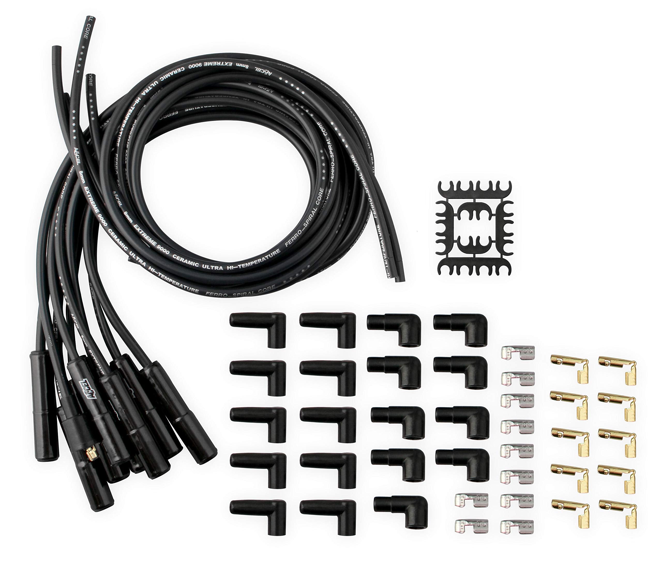 9000CK ACCEL Extreme 9000 Spark Plug Wire Set - Universal - 180 Degree Black Ceramic Boots