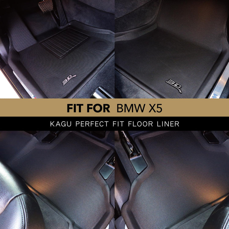 3D MAXpider Kagu Custom Fit Floor Mat (Black) Compatible with BMW X5 (F15) 2014-2018 / X6 (F16) 2015-2019 - Full Set