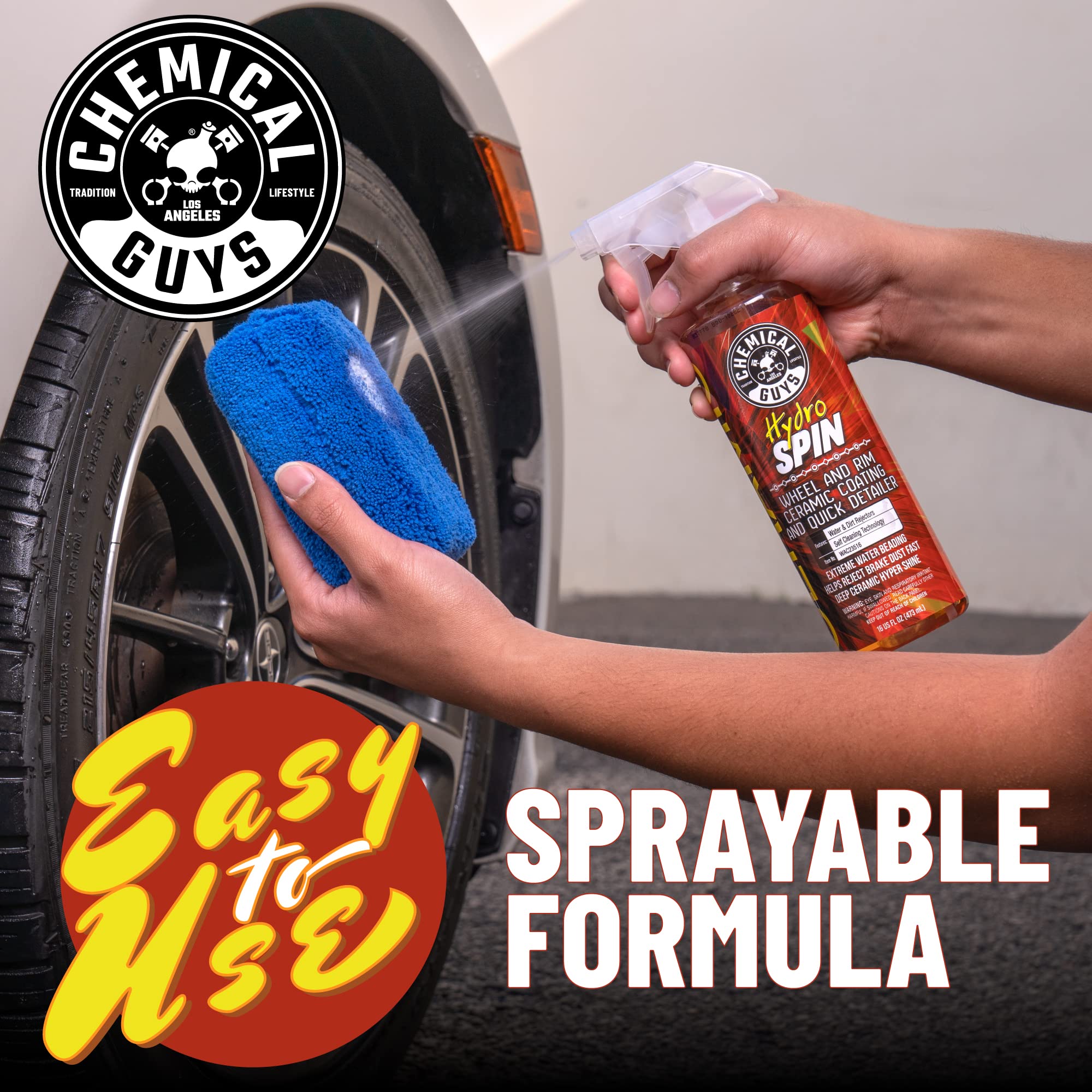 Chemical Guys HydroSpin Ceramic Coating and Quick Detailer Spray - 16 oz Protects Wheels, Rims & Brake Parts with Hydrophobic Shine