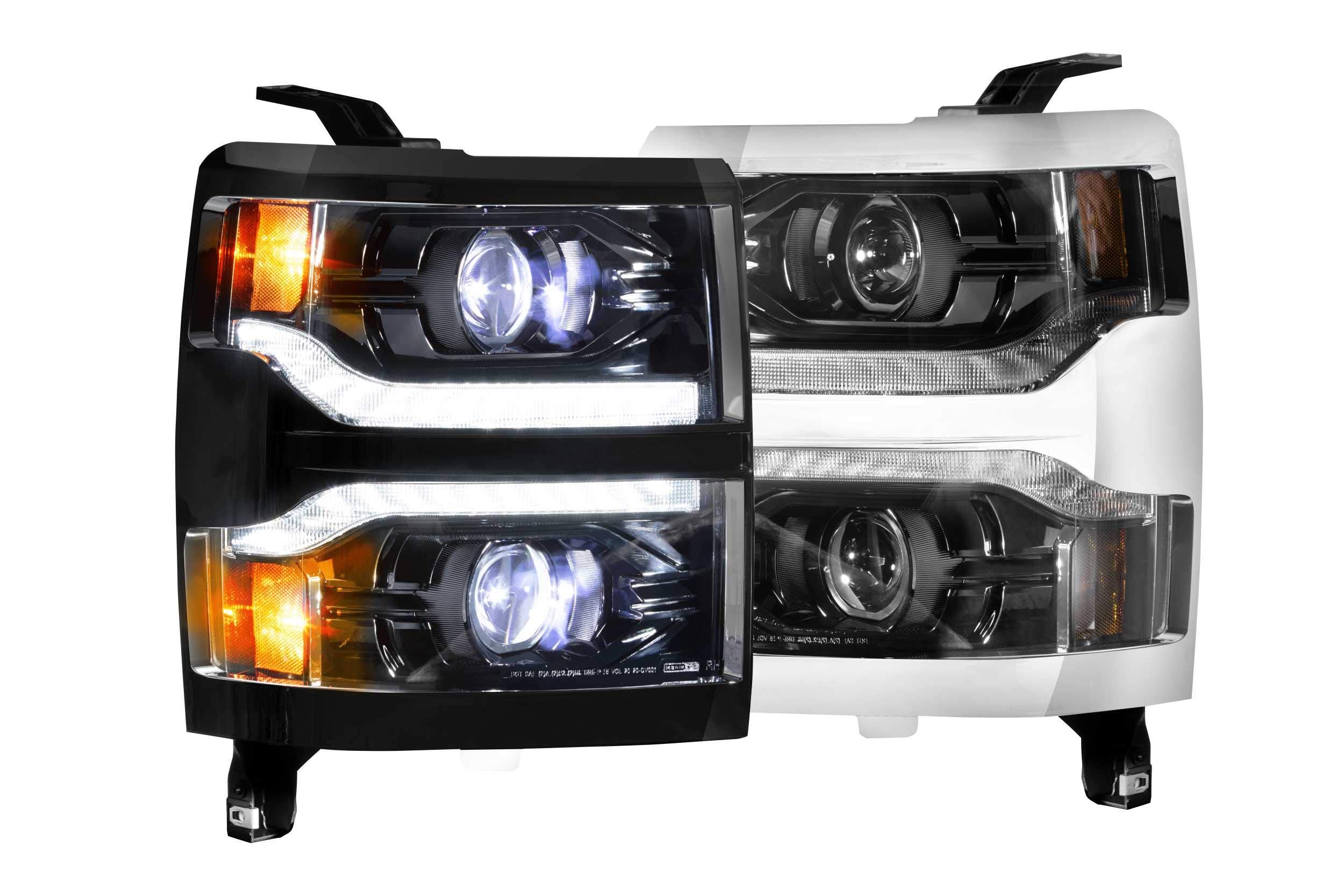 Morimoto LED XB Headlights (Black Bezel), Fits 2014-2015 Chevrolet Silverado 1500, Plug and Play Upgrade, DOT Approved Assembly with Switchback Sequential Turn Signals & UV Coated Lens (1x LF543)