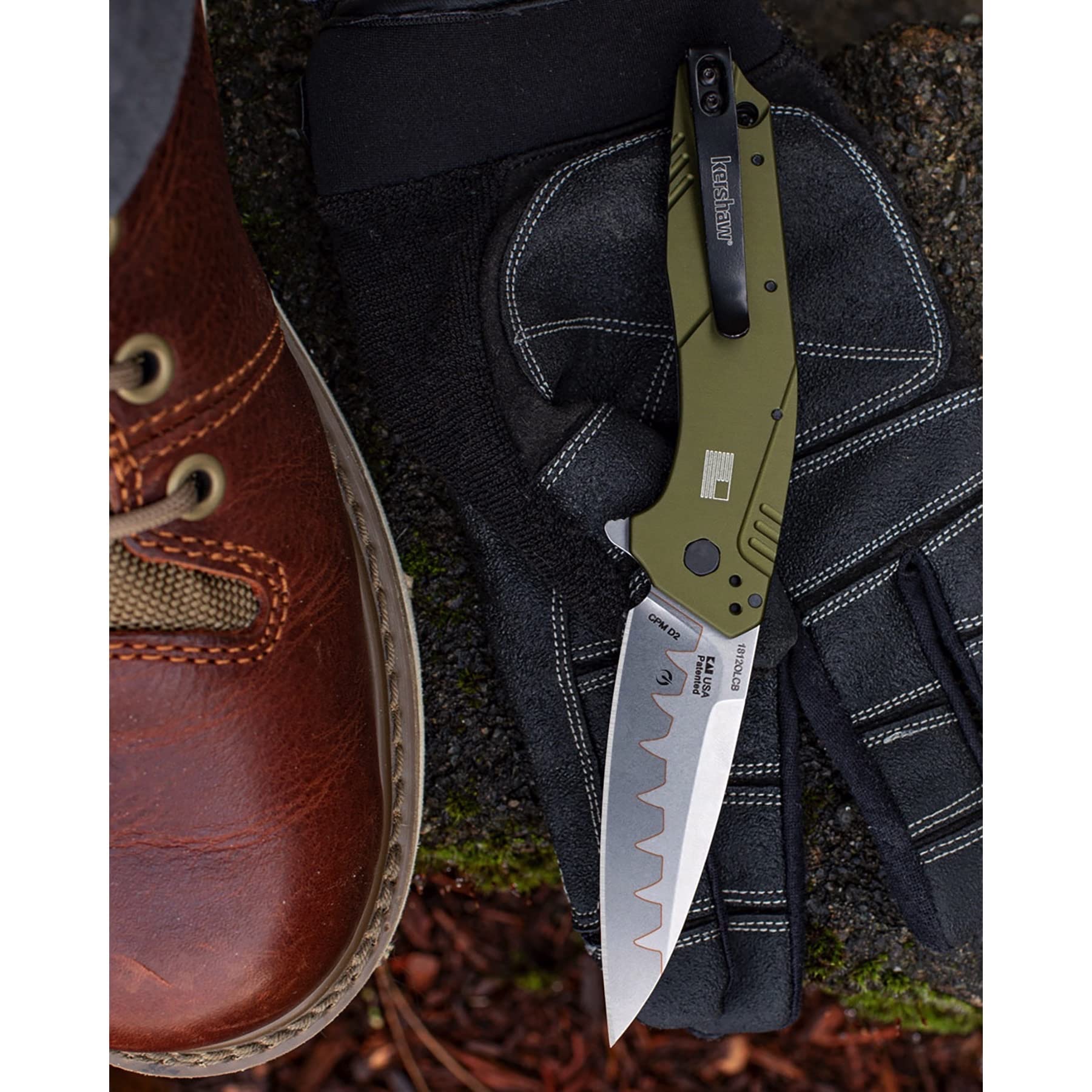Kershaw Assisted Opening Dividend Knife Olive (3" Composite) 1812OLCB