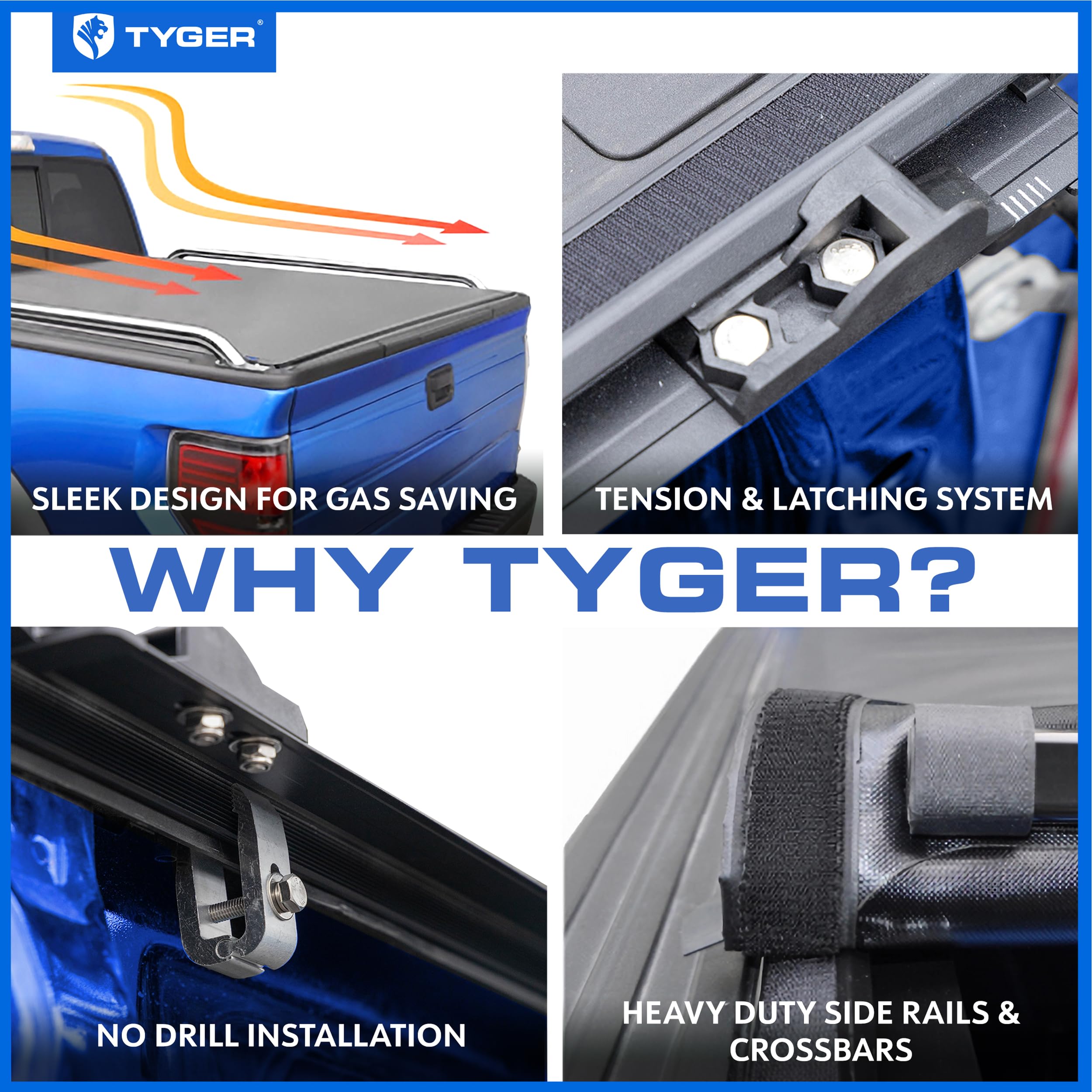 Tyger Auto T2 Soft Roll-up Low Profile Truck Bed Tonneau Cover Compatible with 2023-2026 Chevy Colorado GMC Canyon | 5'1" (61") Bed | TG-BC2C6206