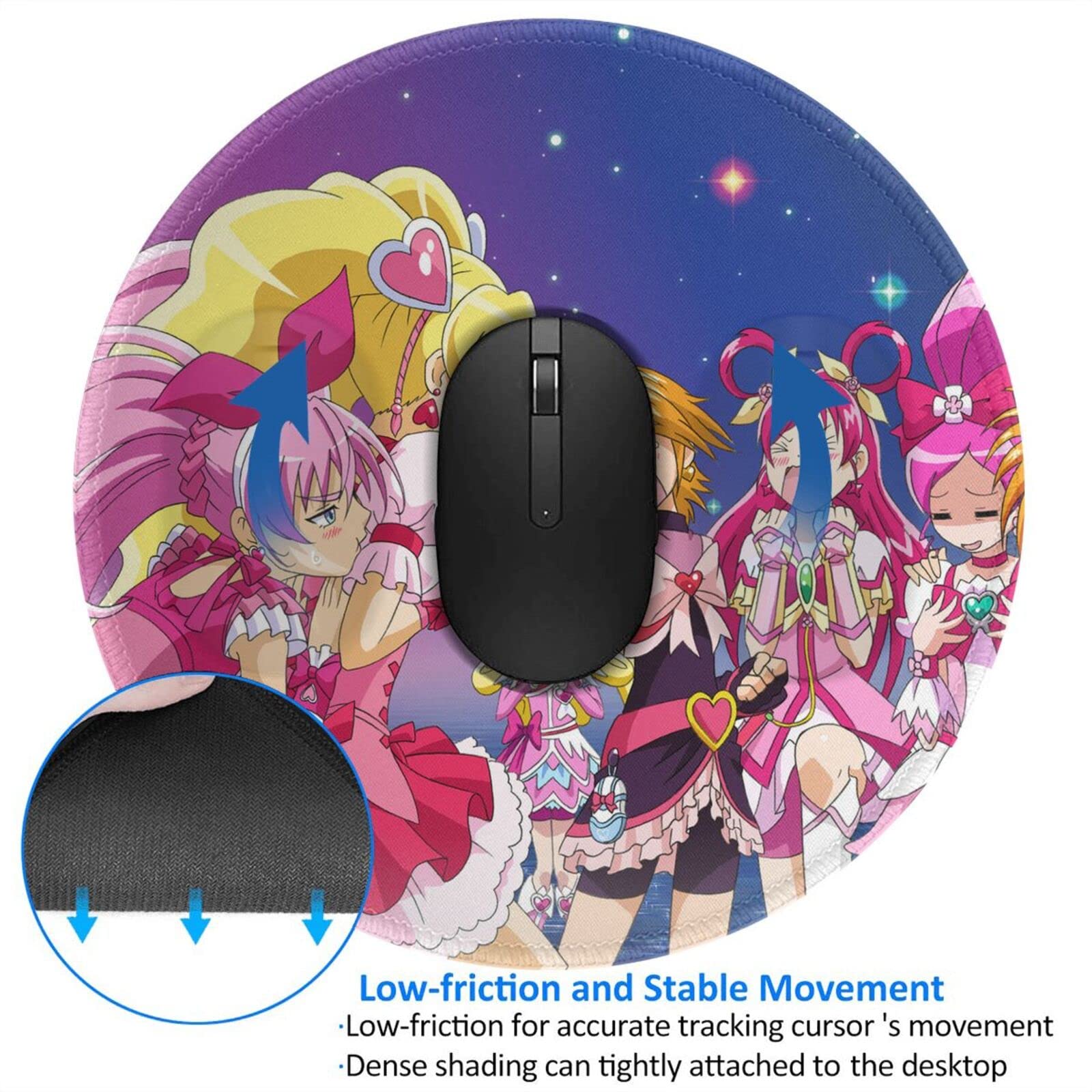 Cute Pretty Cure Round Mouse Pad, Gaming Mouse Pad, Waterproof, Anti-Slip, Durable, Stylish, Mouse Pad, for Office and Home, 2 Pieces