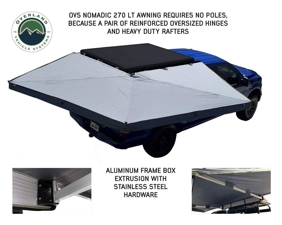 Overland Vehicle Systems Passengers Side HD Nomadic 270 LT Awning | Dark Grey | Includes Black Travel Cover | 19569907
