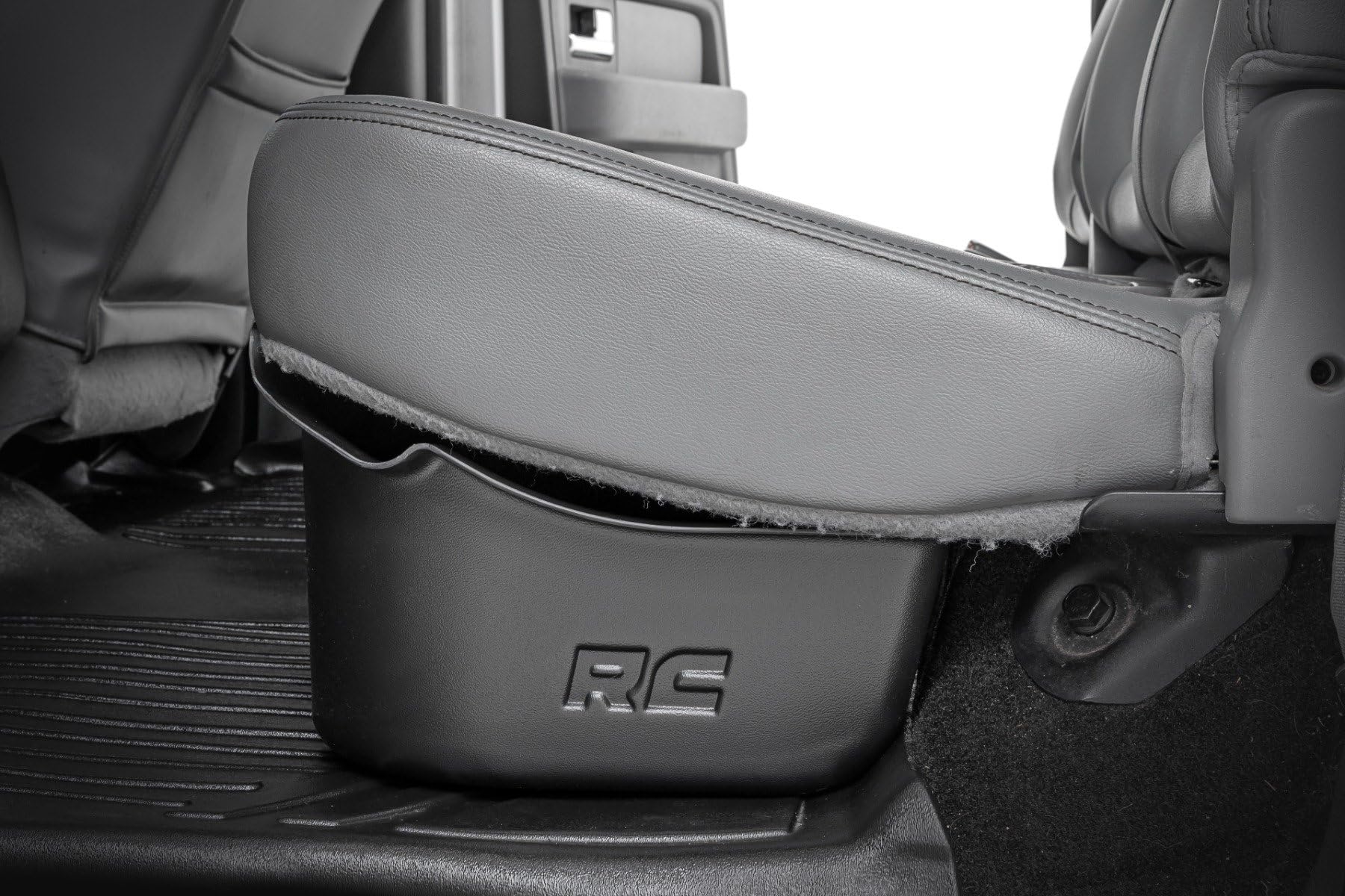 Under Seat Storage Rough Country for Ford F-150 (2009-2014) CrewCab - Custom-Fit, Durable, Anti-Skid Thermoplastic Under Seat Storage Compartment