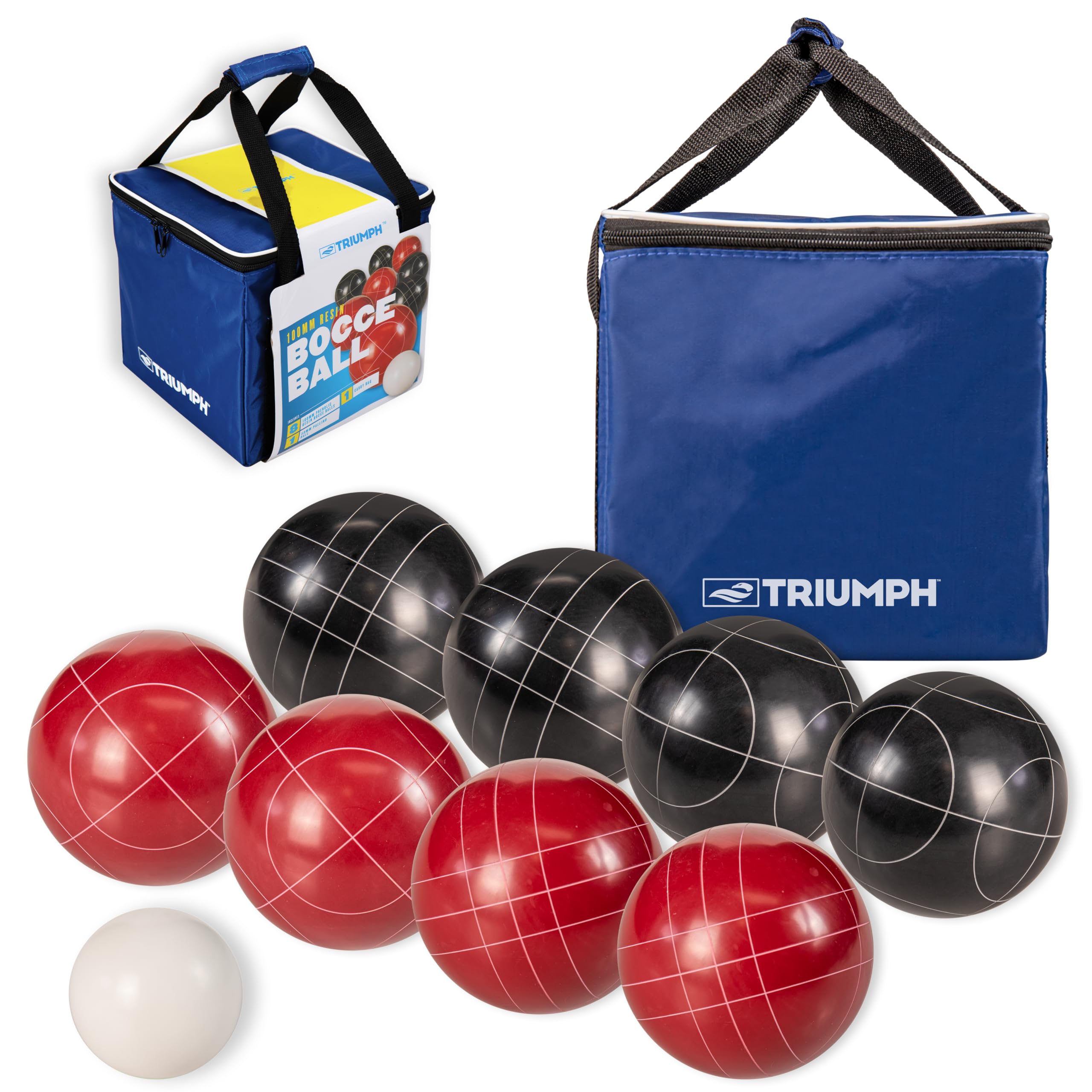 Competition Triumph Sports 100mm Resin Bocce Ball Outdoor Game Set with Carrying Bag for Easy Storage,Multi,One Size,35-7103-3