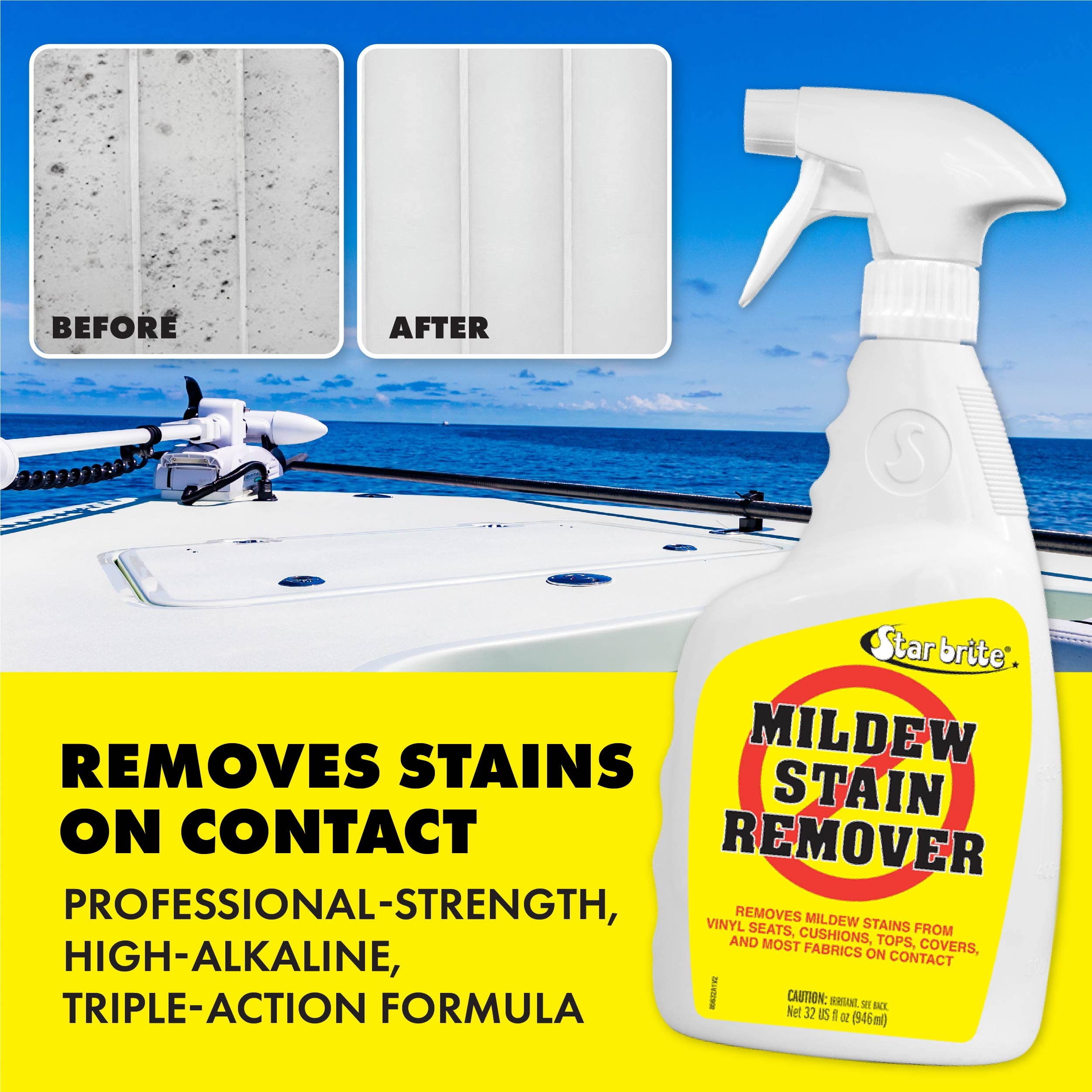 Mold Stain & Mildew Stain Remover STAR BRITE – Lifts Dirt & Removes Mildew Stains on Contact - 32 OZ (085632)