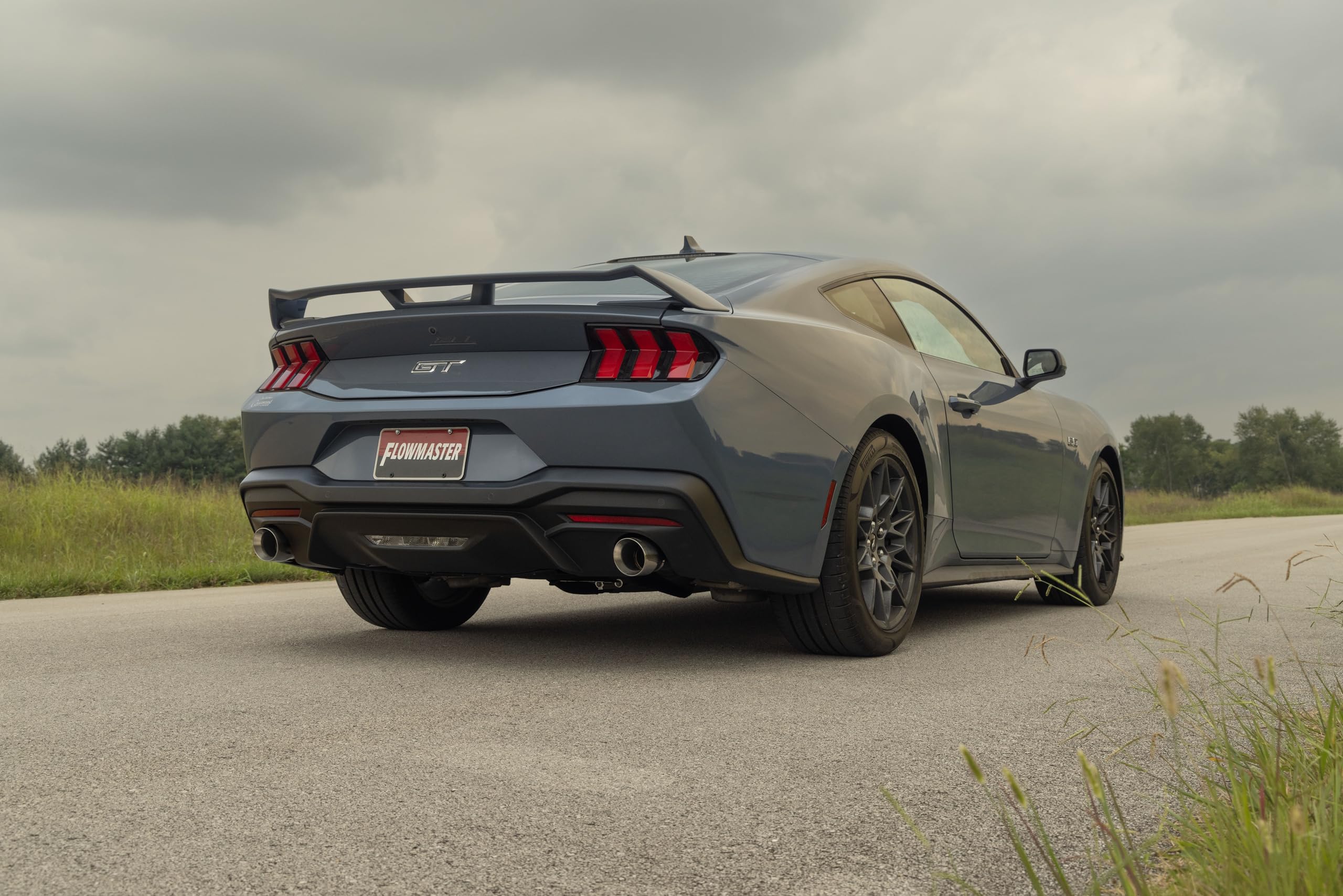 Outlaw Series Flowmaster 818163 Axle-Back Exhaust Kit 3 Inch 409 Stainless Steel with 4 Inch Polished Tips without Valves Compatible with 2024 Ford Mustang GT 5.0L Coyote and 2.3L EcoBoost