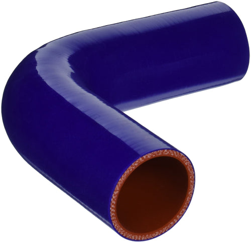 HPS Silicone HTSEC90-200-BLUE High Temperature 4-ply Reinforced 90 degree Elbow Coupler Hose, 55 PSI Maximum Pressure, 3.5" Leg Length on each side, 2" ID, Blue