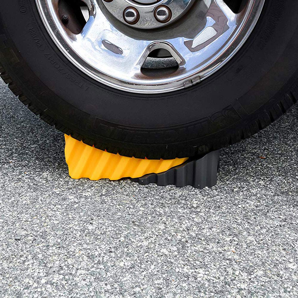 Rv Camco Curved Leveler with Chock - 2 Pack - Easy Drive-On Leveler Adds Up to 4" in Height (44425)