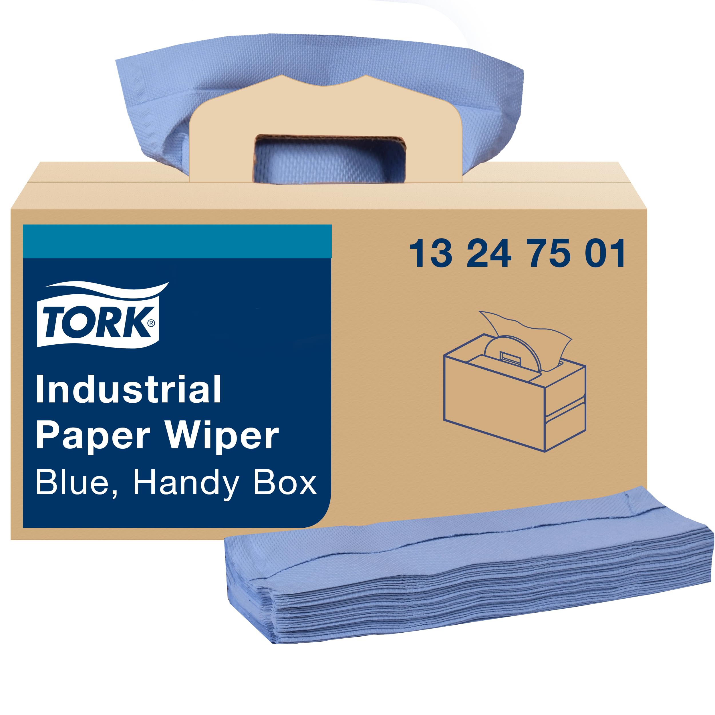 Tork Blue Industrial Paper Wiper, Handy Box W7 4-Ply, 1 x 180 Feet, 13247501
