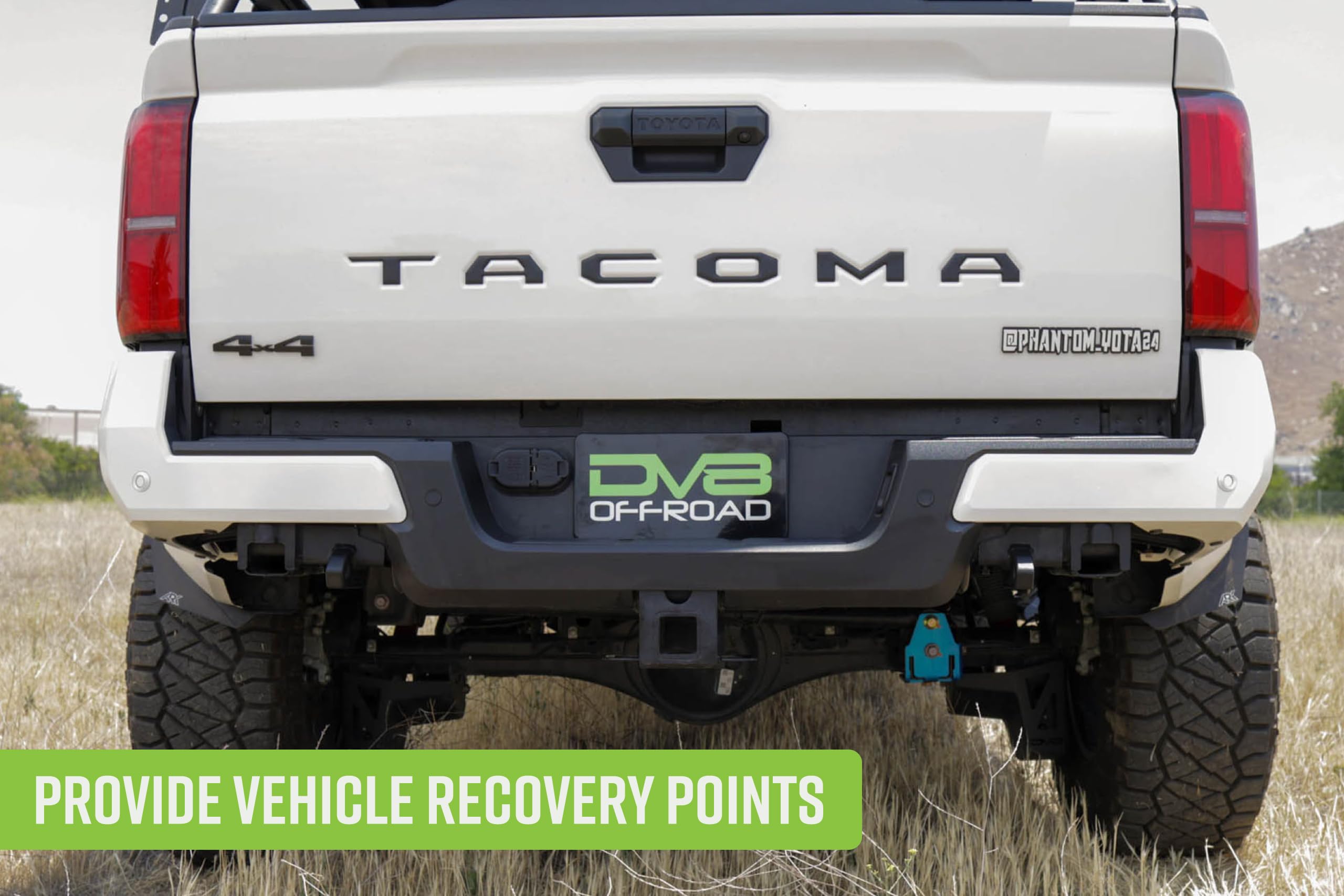 D-Ring Recovery Mounts DV8 Offroad for 2024-2025 Toyota Tacoma | Provide Vehicle Recovery Points | Low-Profile Design | Compatible w/ OEM & DV8 Rear Bumpers | Accept 3/4" D-Rings w/ 7/8" Pin | Pair