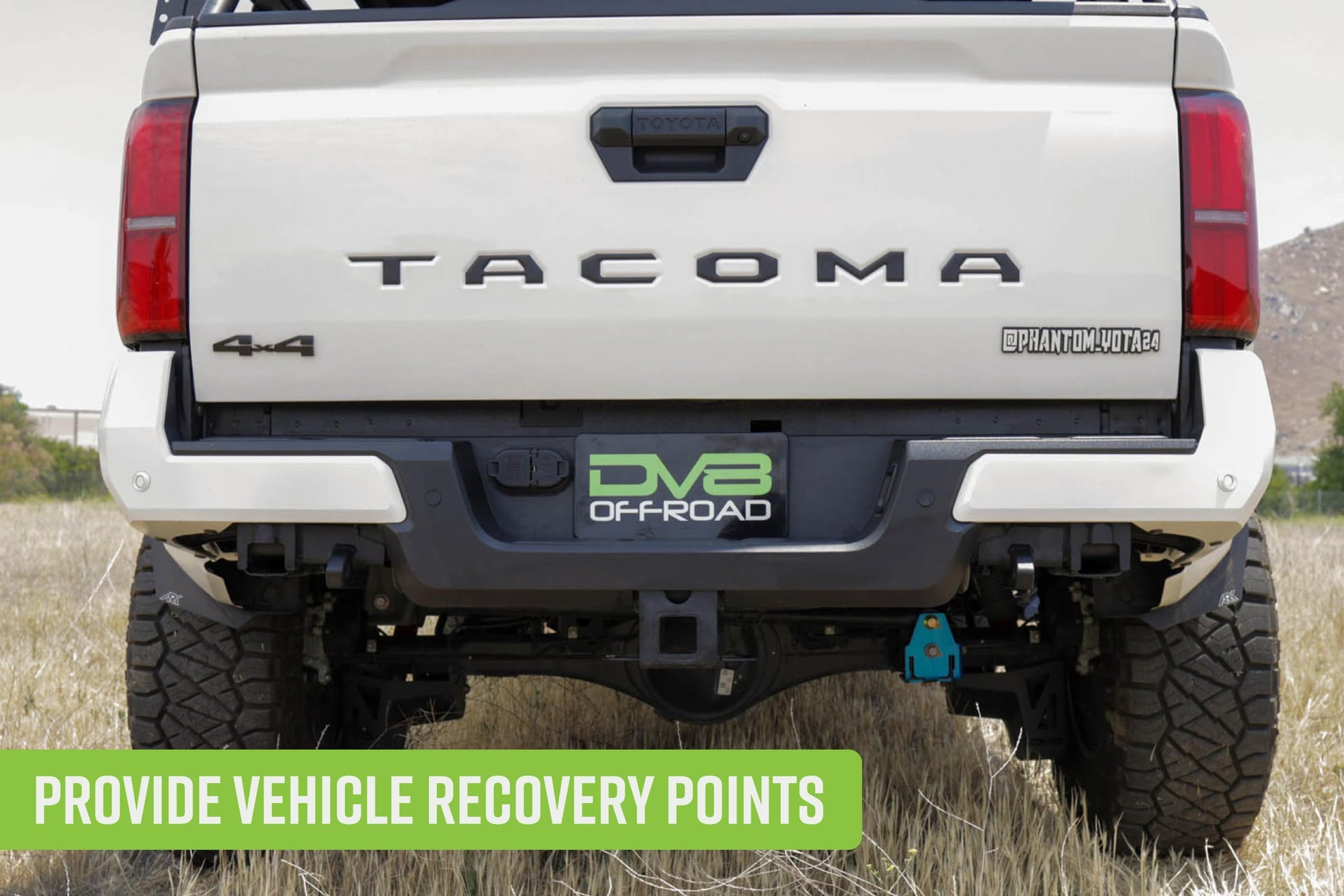 D-Ring Recovery Mounts DV8 Offroad for 2024-2025 Toyota Tacoma | Provide Vehicle Recovery Points | Low-Profile Design | Compatible w/ OEM & DV8 Rear Bumpers | Accept 3/4" D-Rings w/ 7/8" Pin | Pair