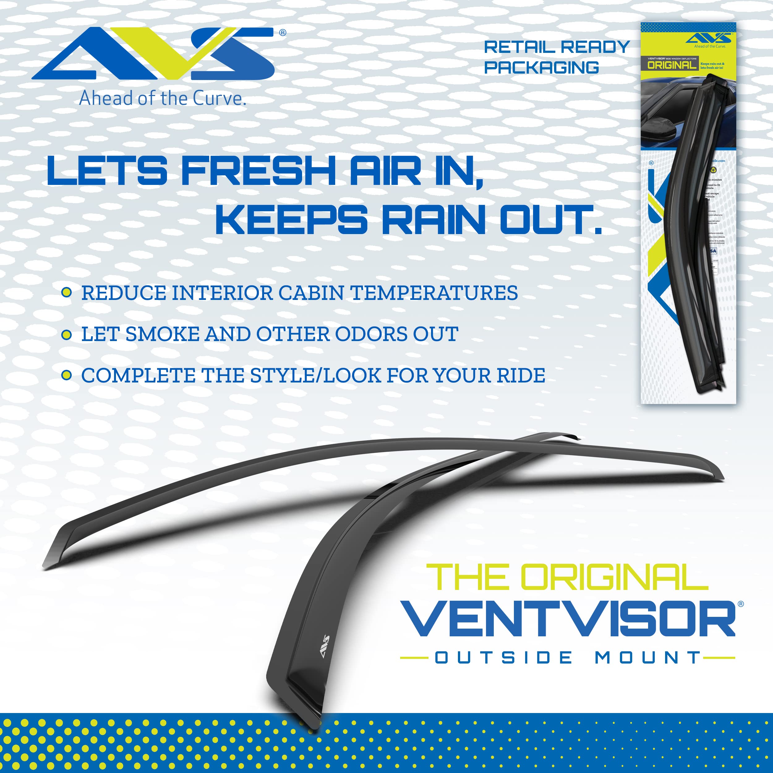 Rain Guards Auto Ventshade [AVS] for 1995 - 1997 Paccar/Kenworth T600A Aerodynamic/T800 Convertible Cab/K100/W900, 2 pcs. | Window Vent Visors - Stainless | 12102