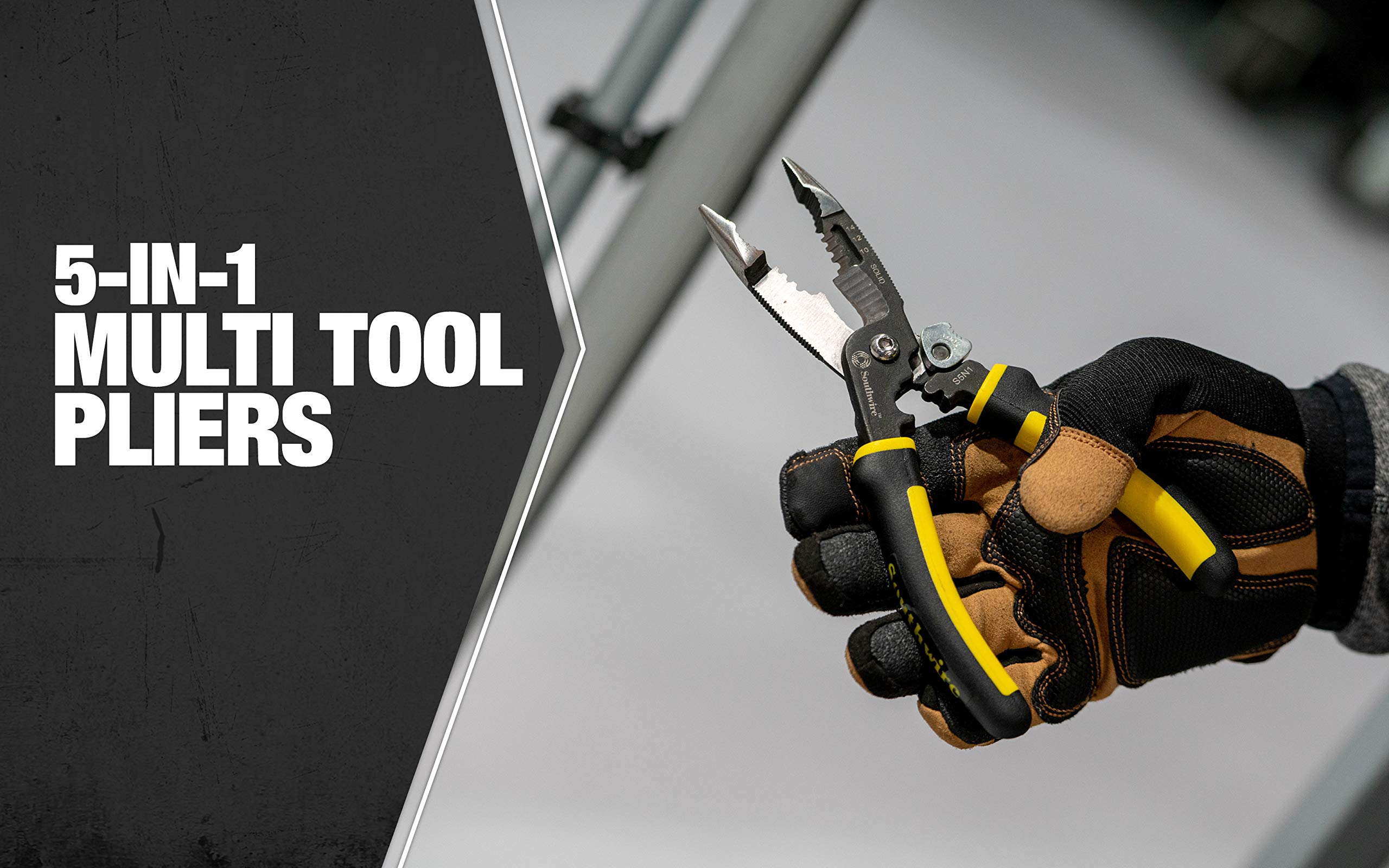 Southwire S5N1 58993940 5-in-1 Long Nose Multi-Tool Pliers; Black/Yellow