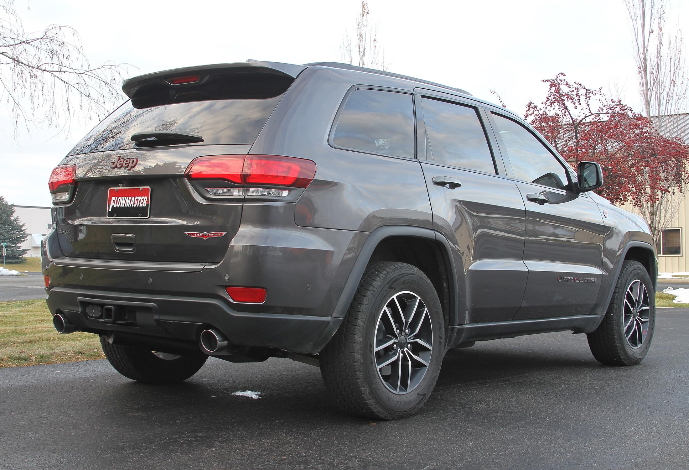 Flowmaster 817575 Cat-Back Force II Exhaust 2.5 Inch Dual Rear Exit 409 Stainless Steel 4 Inch Polished 304 Stainless Steel Tips Compatible with 2011-2021 Jeep Grand Cherokee 3.6L 5.7L