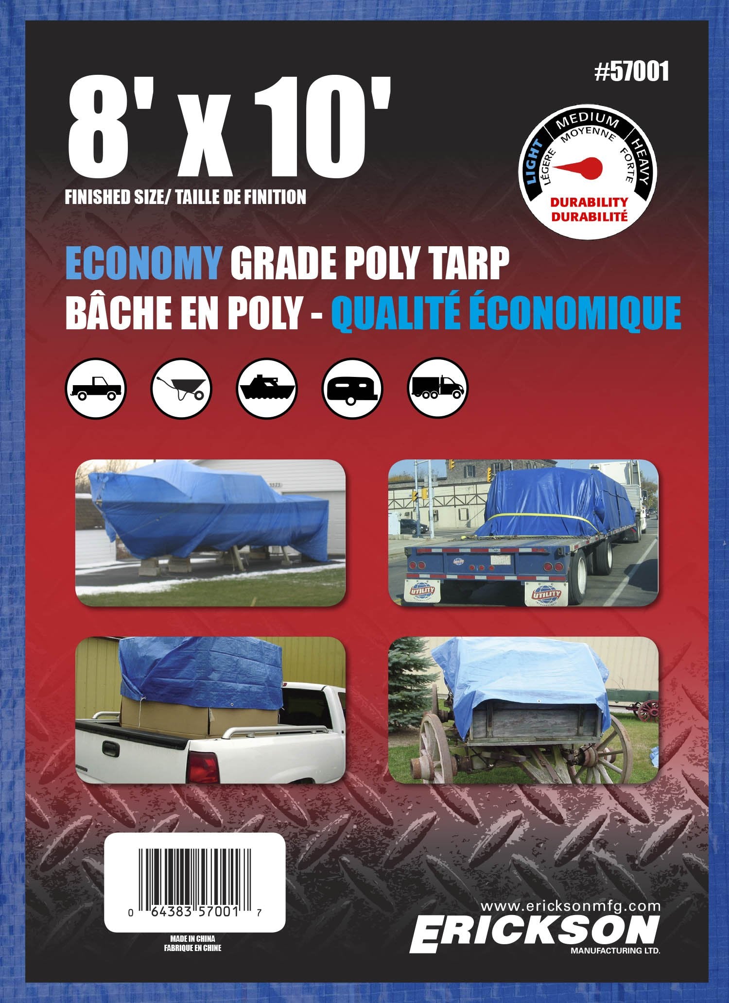 Blue Economy Poly Tarp, Erickson 57001, 8' x 10'