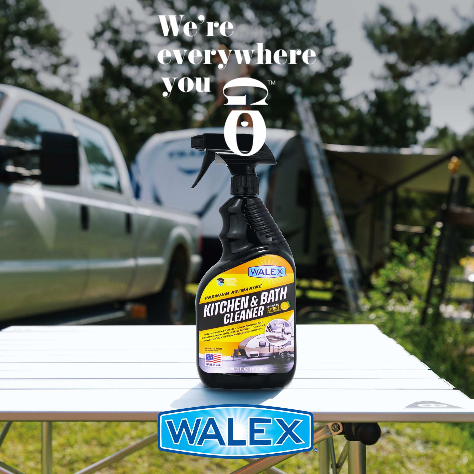 Walex RV/Marine Premium Kitchen & Bath Cleaner - Cleans Counters, Sinks, and Surfaces, Naturally Derived Formula, Refreshing Citrus Fragrance, Ideal for RV, Boat, & Camper Use, Septic Safe, 32 oz