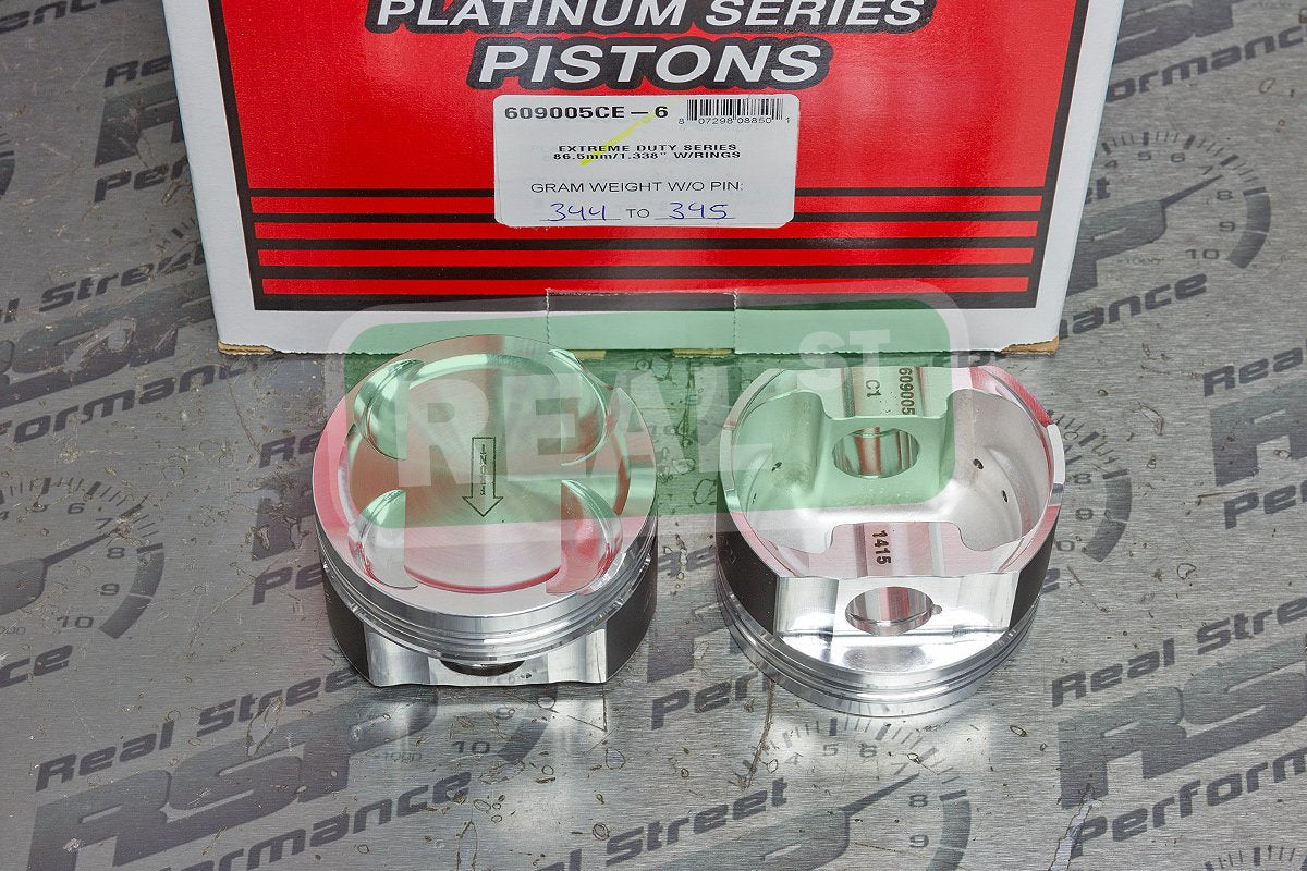609005CE-6 Manley Piston Kit Set (93-98 Toyota Supra Turbo (2JZGTE) 86.5mm +5mm Bore 9:1 Dish with Ring), 1 Pack