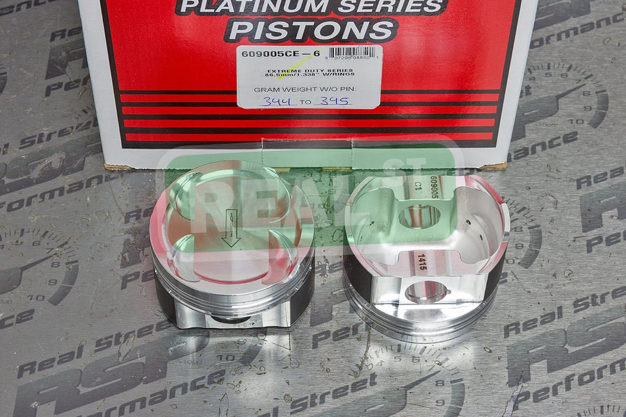 609005CE-6 Manley Piston Kit Set (93-98 Toyota Supra Turbo (2JZGTE) 86.5mm +5mm Bore 9:1 Dish with Ring), 1 Pack