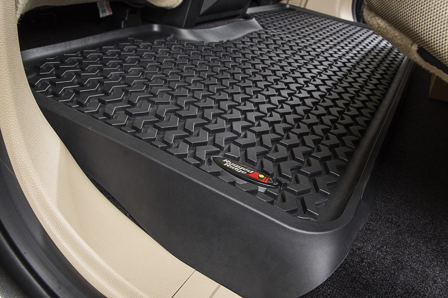Rear Floor Liners Rugged Ridge for Ford F-150 | All-Terrain, Black | 82952.15 | Fits 2015-2020 Ford F-150/Raptor SuperCrew Cab