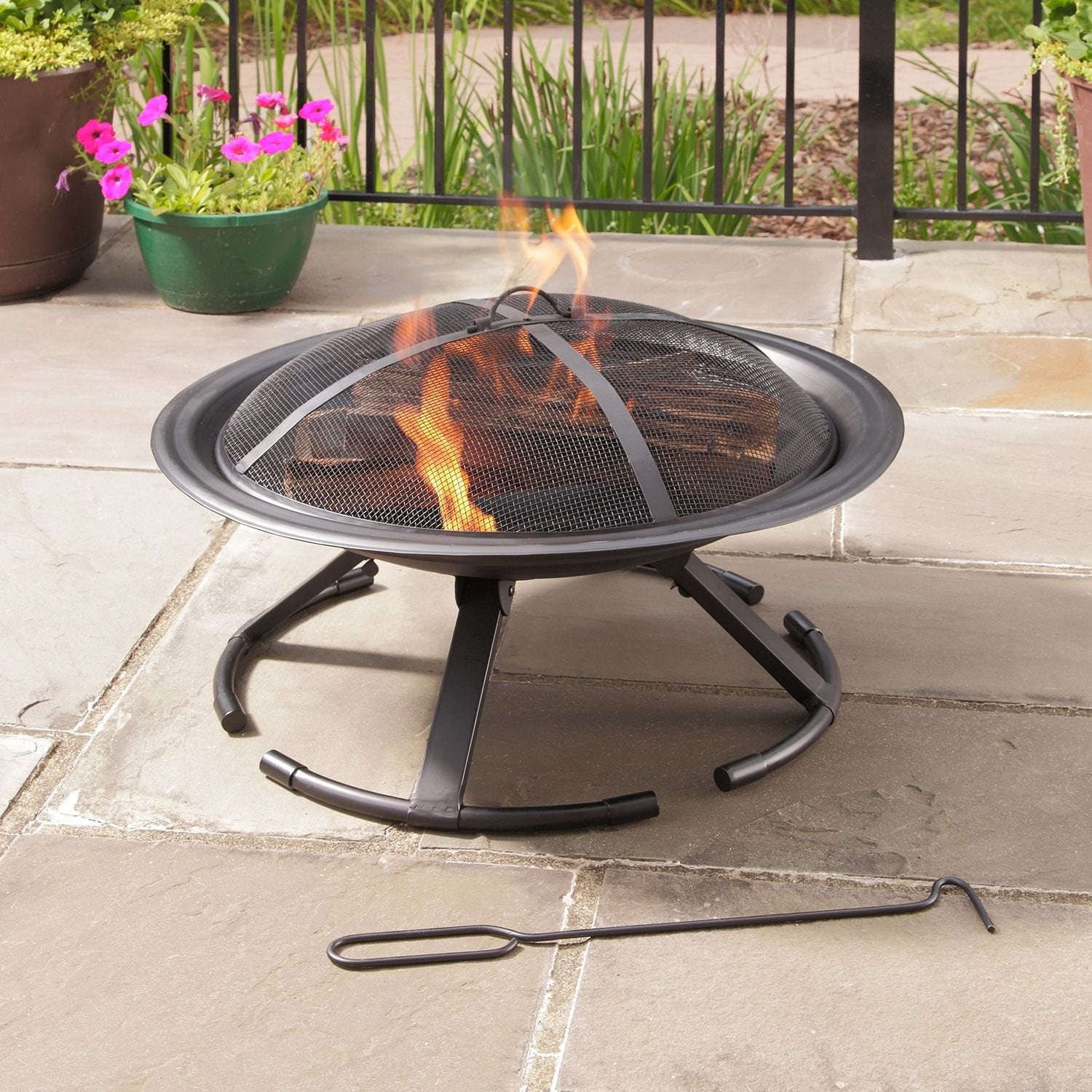 Pleasant Hearth Round OFW222RFN-1 Grab N' Go Fire Pit Wall Heater, Black