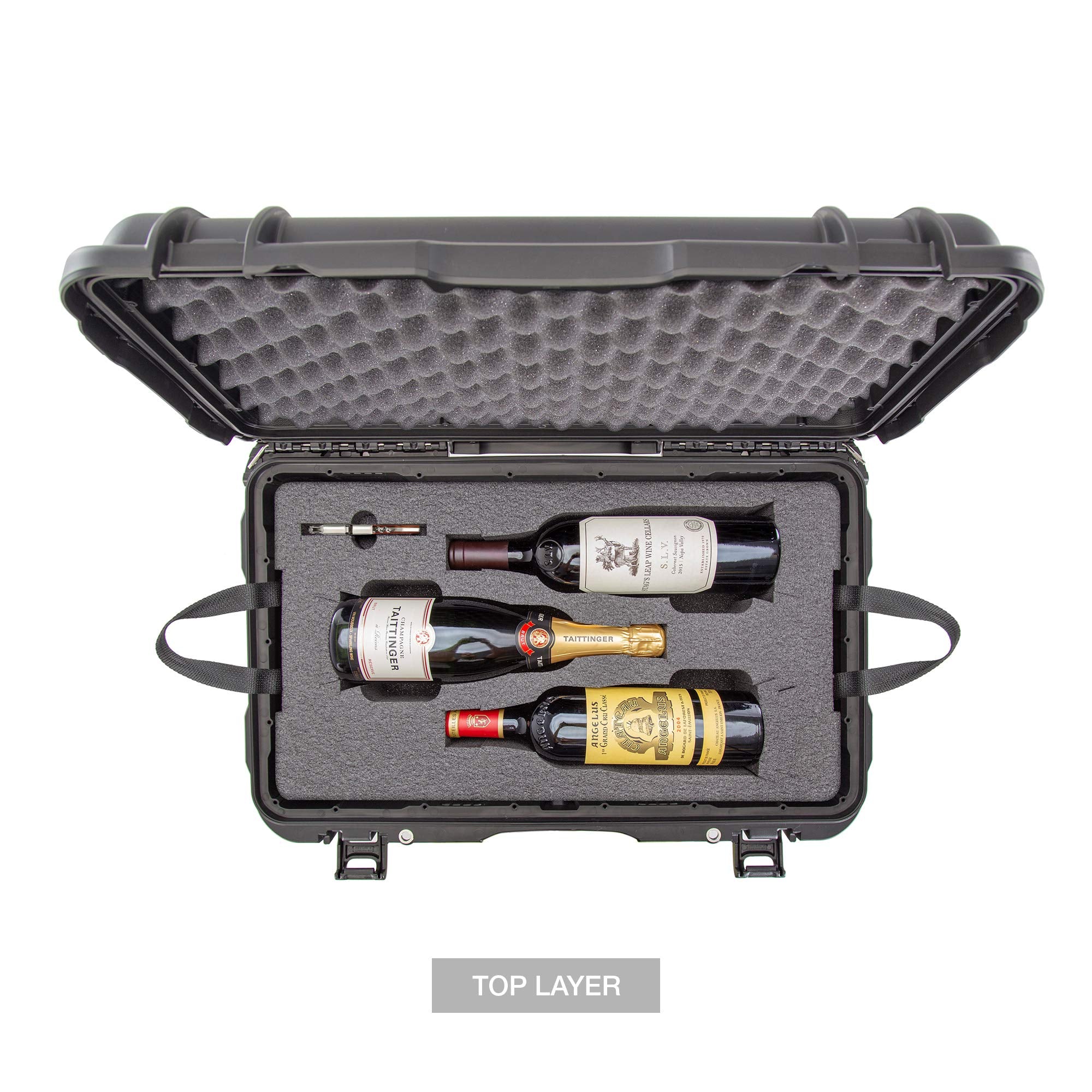 Nanuk 938 Travel Case Protective for 6 Bottles of Wine w/Wheels and Extendable Handle, TSA Approved - Black (938-6BTLS1)