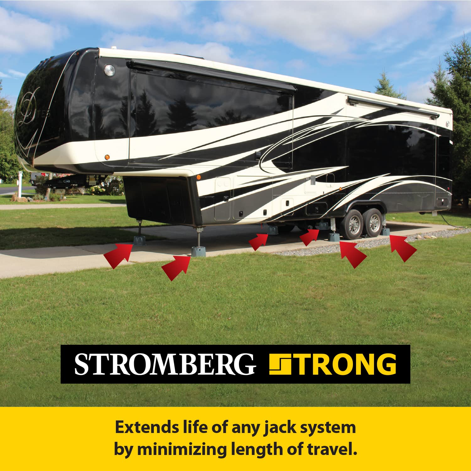 Stromberg Carlson JBP-712.6 Extreme Base Pad 6 Pack – 6" RV Utility Blocks for Leveling, Camper Jack Blocks, Setup Blocks – 6000 lb Capacity, Lightweight & Stackable – Universal Fit – Black – 6" Tall