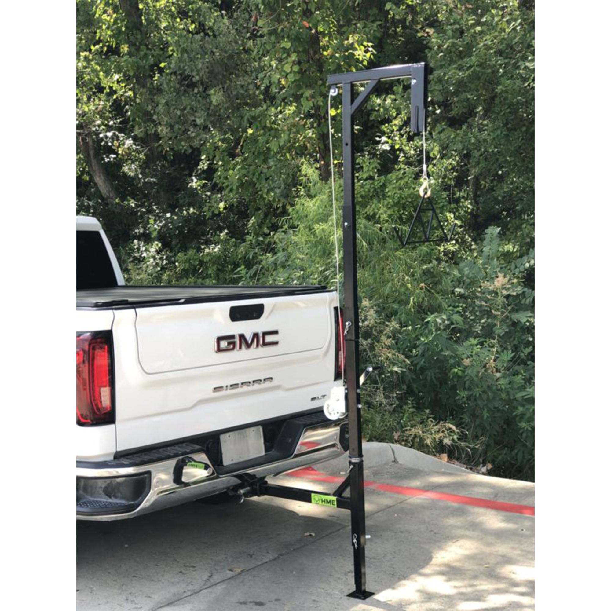 HME Game Hoist Truck Hitch Complete Kit with Winch and Gambrel, 400 lb Capacity - Hunting Game Skinning and Cleaning Accessory with 360-Degree Swivel Shaft and Adjustable Height