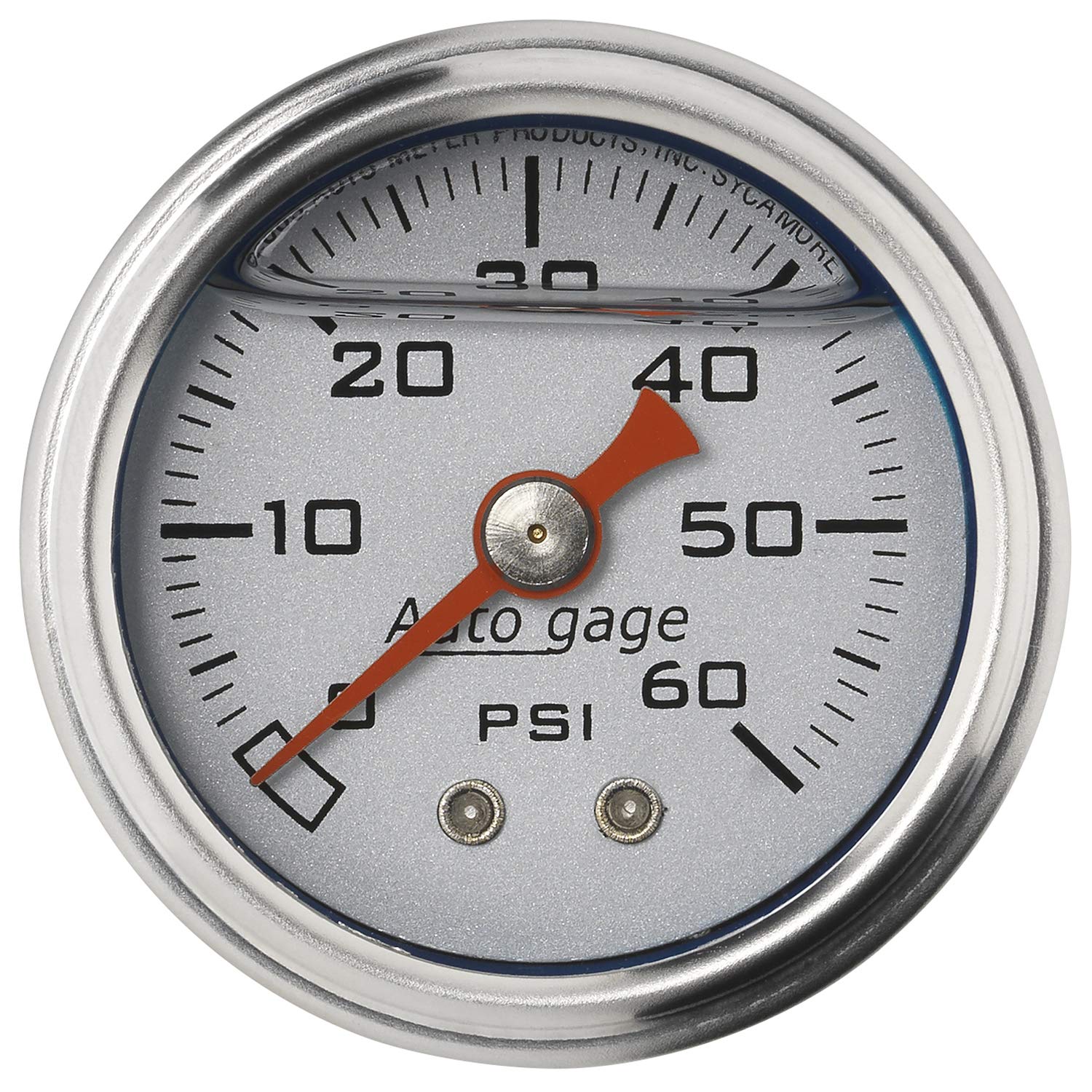Auto Meter Autogage 2179 Fuel Pressure 60 PSI Direct Mount Gauge, Silver Dial