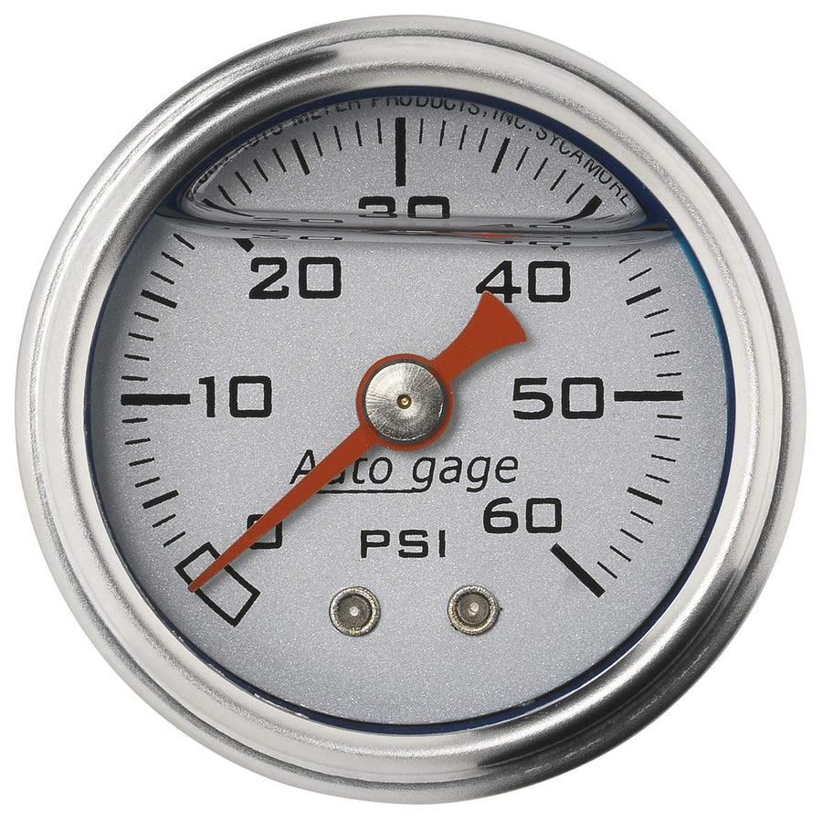 Auto Meter Autogage 2179 Fuel Pressure 60 PSI Direct Mount Gauge, Silver Dial
