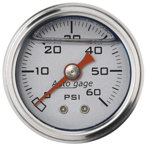 Auto Meter Autogage 2179 Fuel Pressure 60 PSI Direct Mount Gauge, Silver Dial