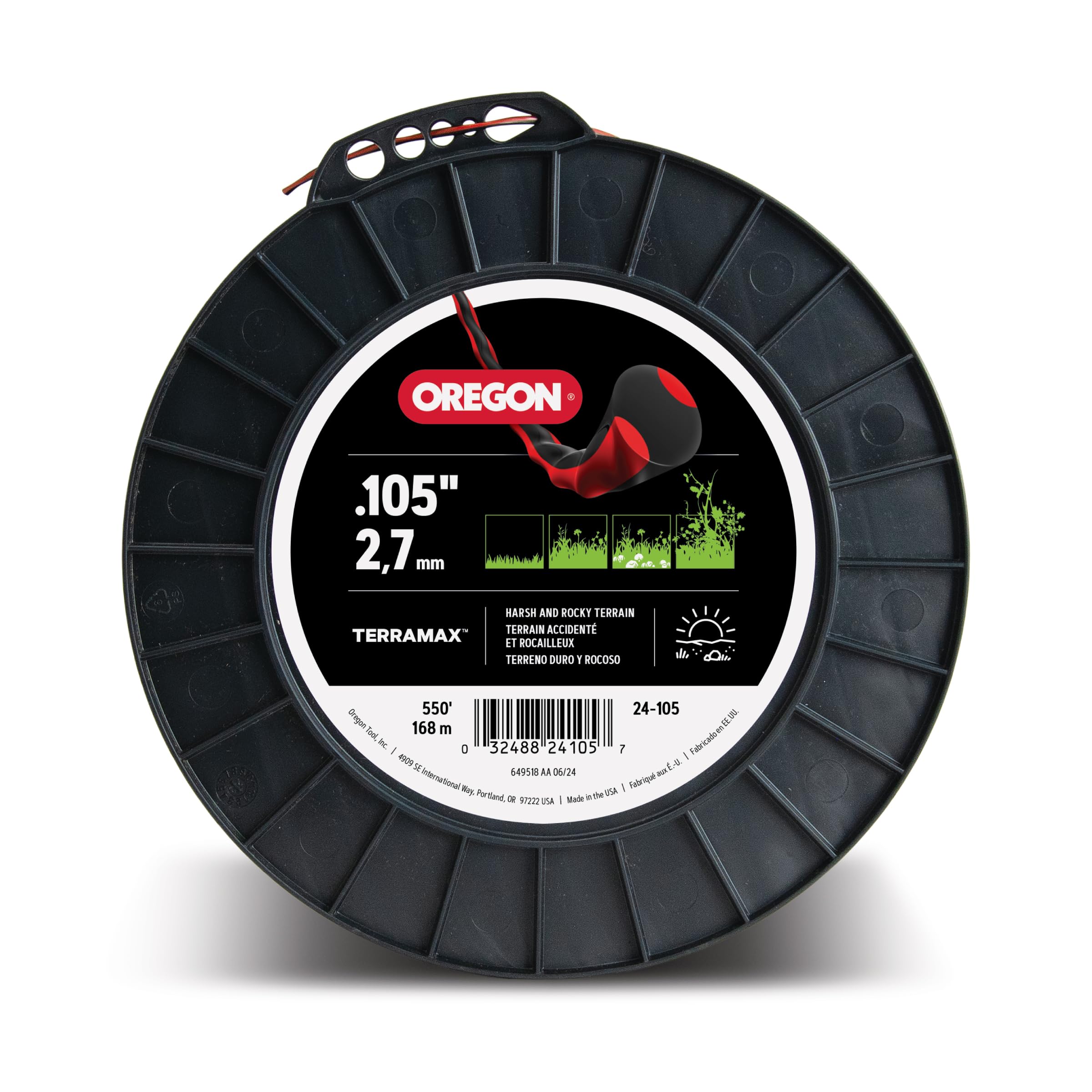 TerraMax Oregon .105" Diameter String Trimmer Line, 3lb Spool (24-105)