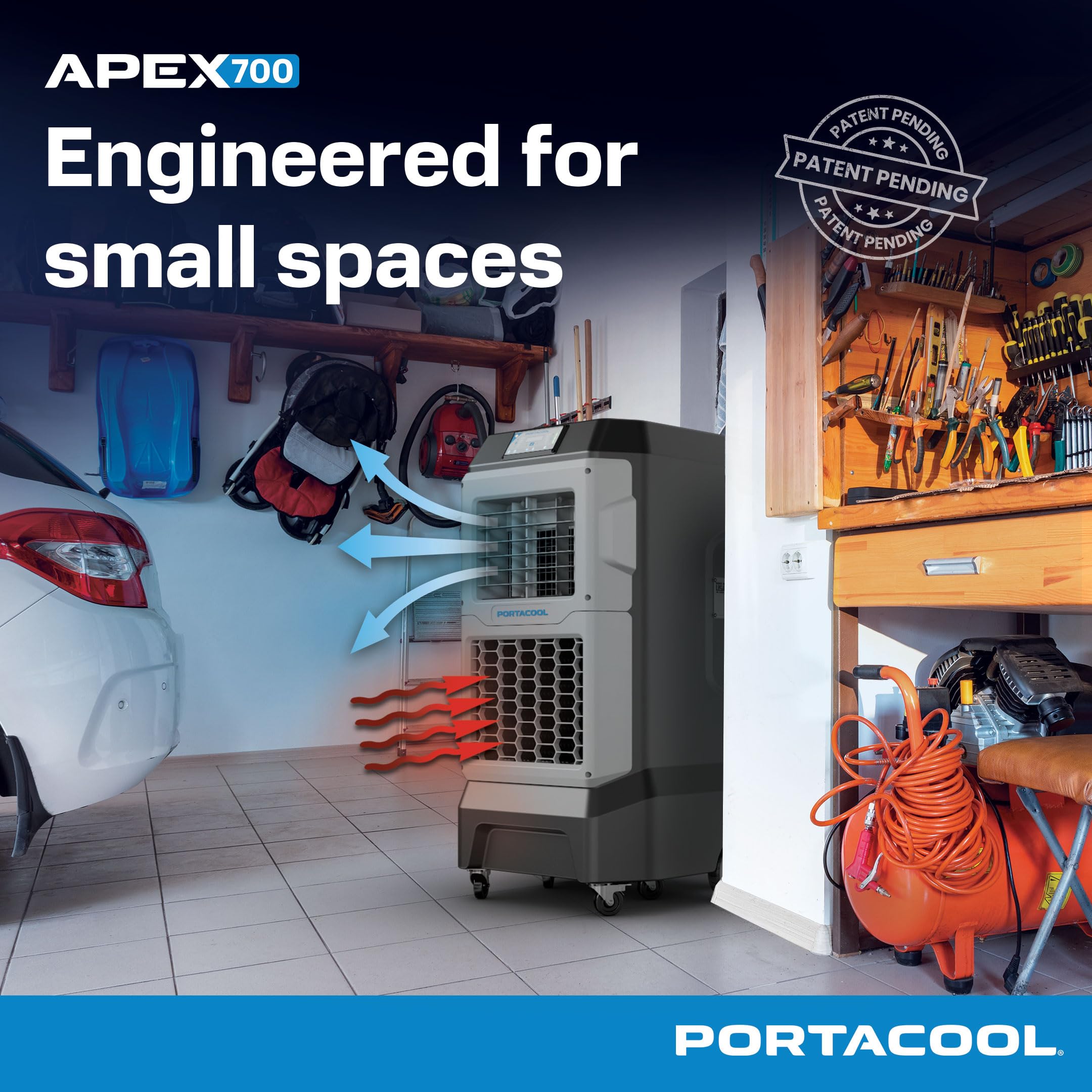 Apex 700 Portacool (PACA07001A1) – Wi-Fi Enabled High Velocity Portable Evaporative Cooler for 700 sq. ft. with up to 60-foot Reach, Oscillating Louvers, Programable, 22 Gallon Reservoir, Variable Spd