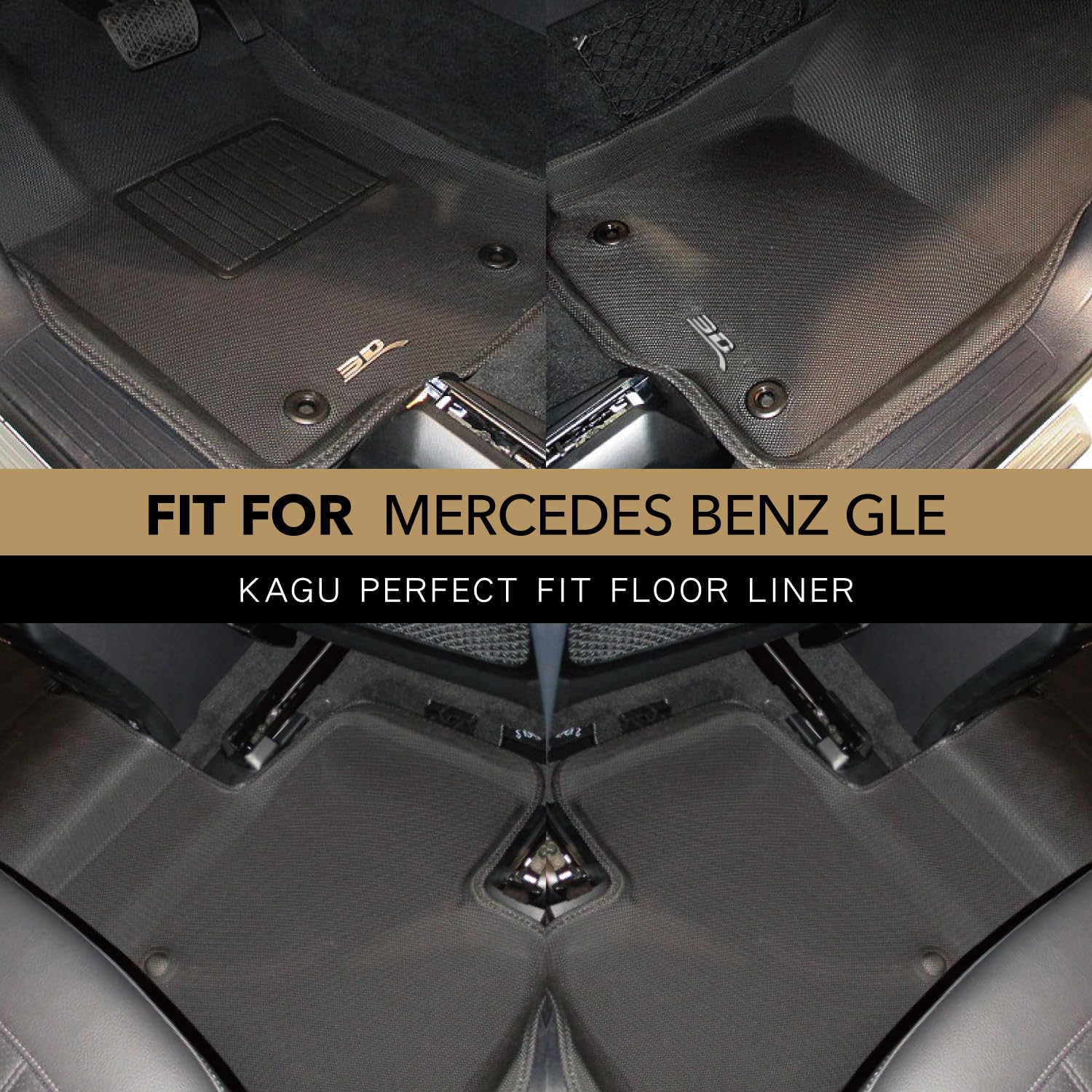 3D MAXpider Kagu Custom Fit All-Weather Floor Mat (Black) Compatible with Mercedes-Benz GLS/AMG GLS63 SUV (X166) 2017-2019/GL-Class/GL63 AMG (X166) 2013-2016/ML-Class/ML63 AMG (W166) 2012-2015- R1 R2