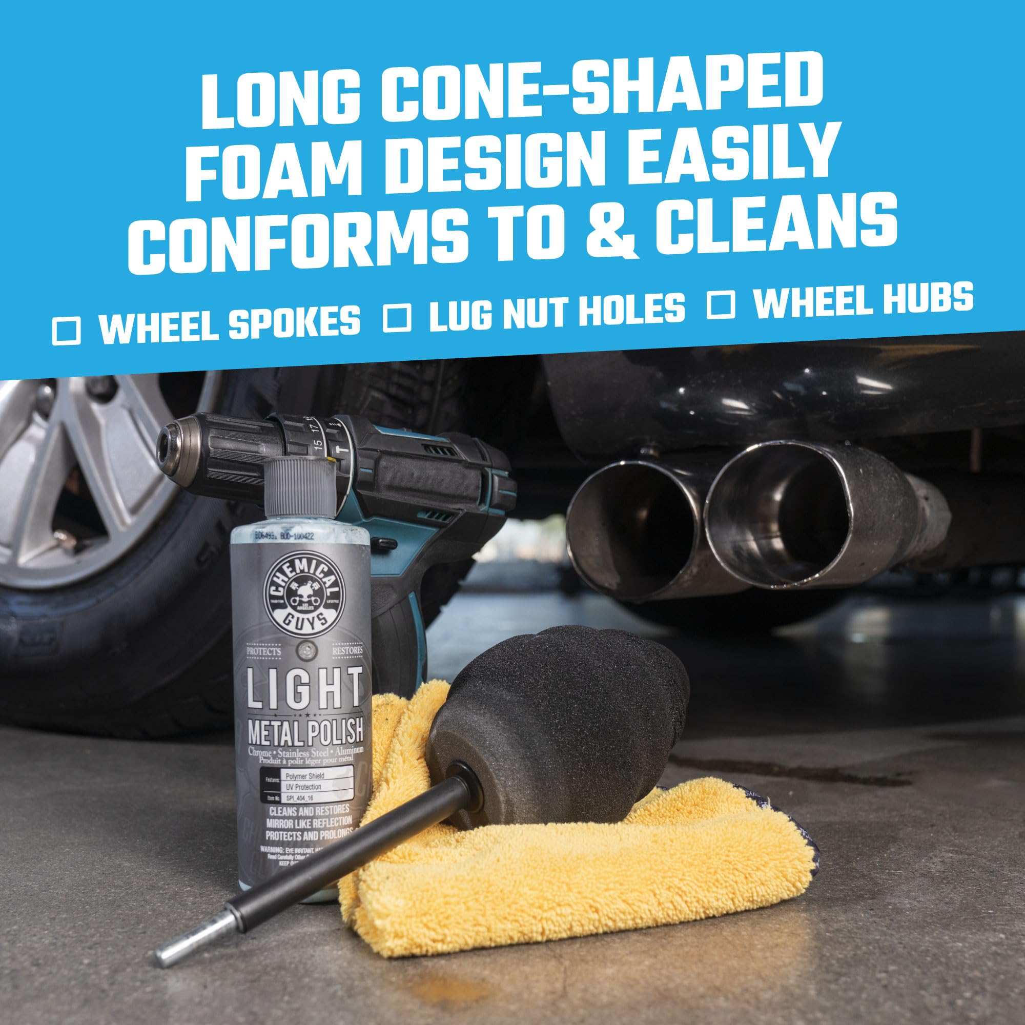 Ball Buster Chemical Guys Wheel and Rim Polisher System - Drill Attachment for Safe and Easy Cleaning of Wheels, Rims, and Hard-to-Reach Areas on Cars, Trucks, SUVs, RVs, and Motorcycles