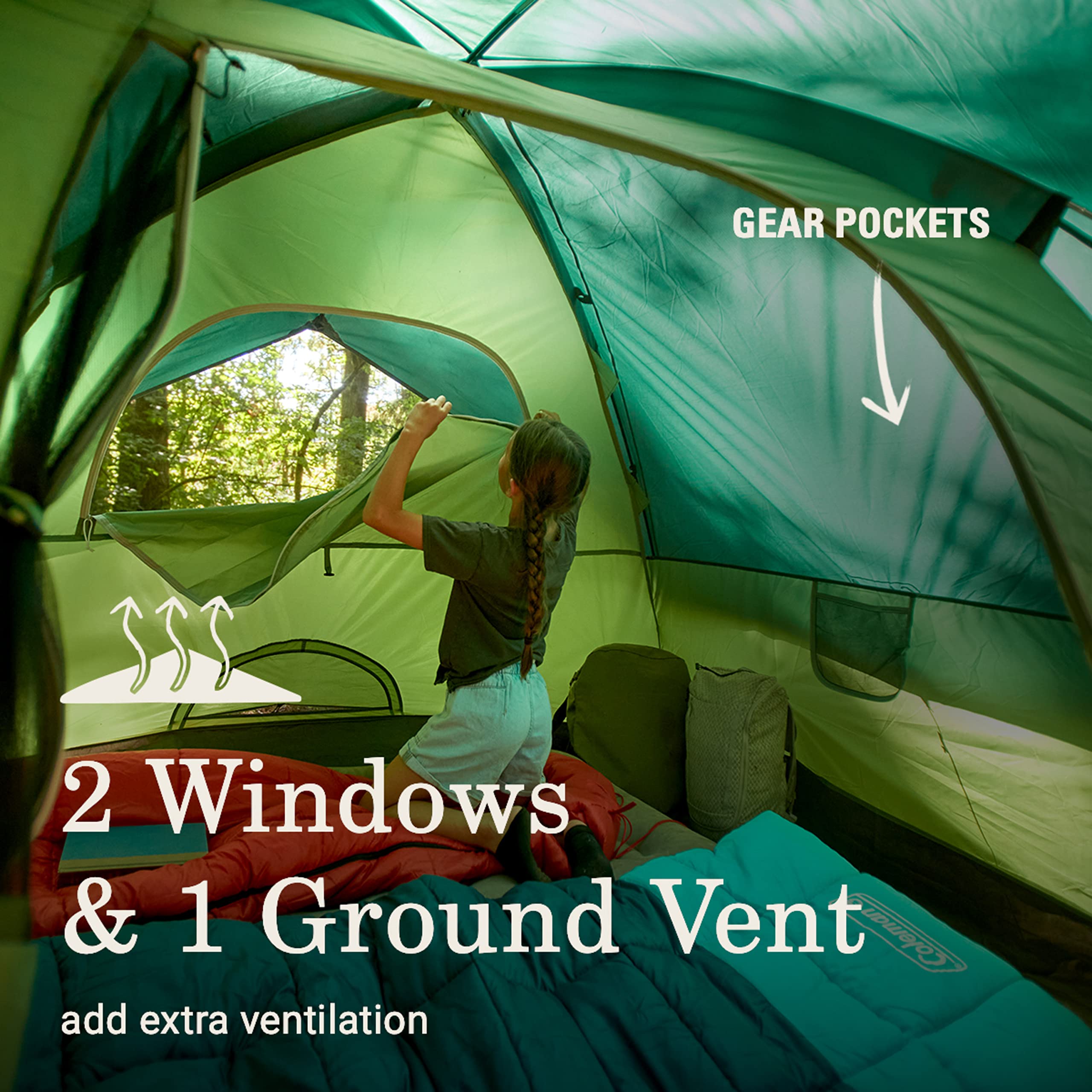 Coleman Camping Tent Sundome with Rainfly, 2/3/4/6 Person Sets Up in 10 Mins, Weatherproof Shelter for Camping, Festivals, Backyard, Sleepovers, & More