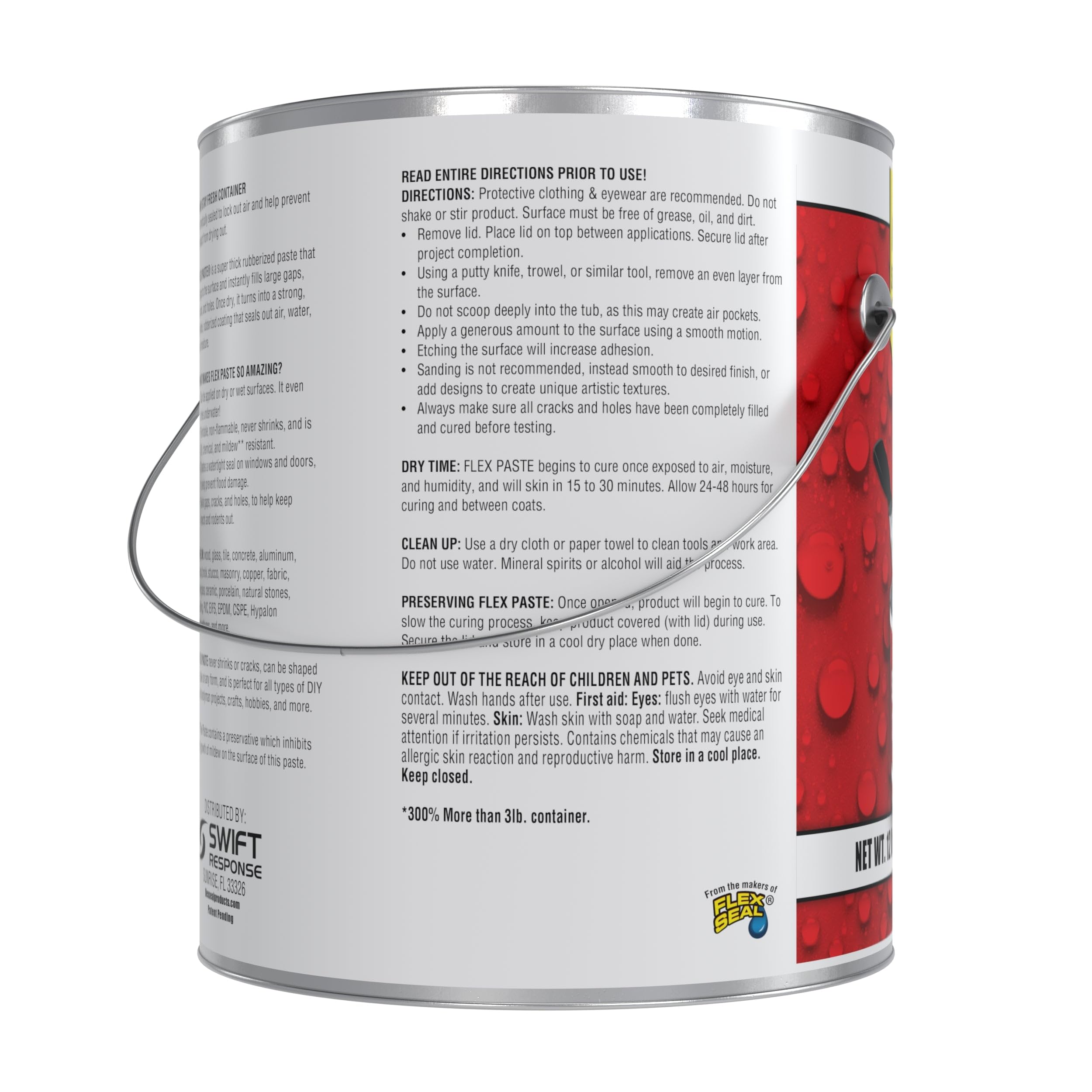 Flex Paste, Paintable Waterproof Putty, Spackle Sealant, Fill Gaps Cracks Holes - Block Out Water and Air - UV Resistant - Walls, Drywall, EPDM, Concrete, Roof, RV Repairs, White, MAX