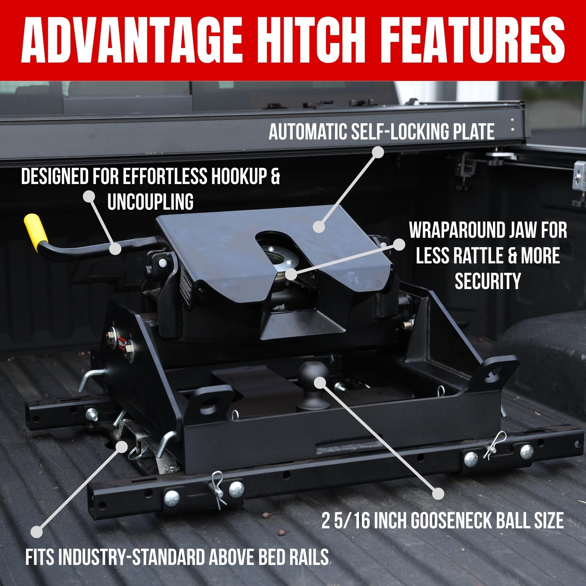 Combo Hitch GEN-Y Advantage - Complete Gooseneck & 5th Wheel System with Pullrite Head - 25K LB Towing Capacity - Maintenance-Free - Made in USA